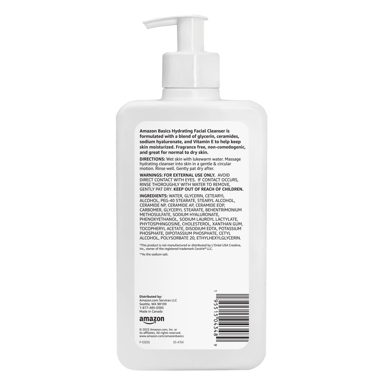 Hydrating Facial Cleanser, Fragrance Free, Ceramides, Non Comedogenic, 12 Fl Oz2