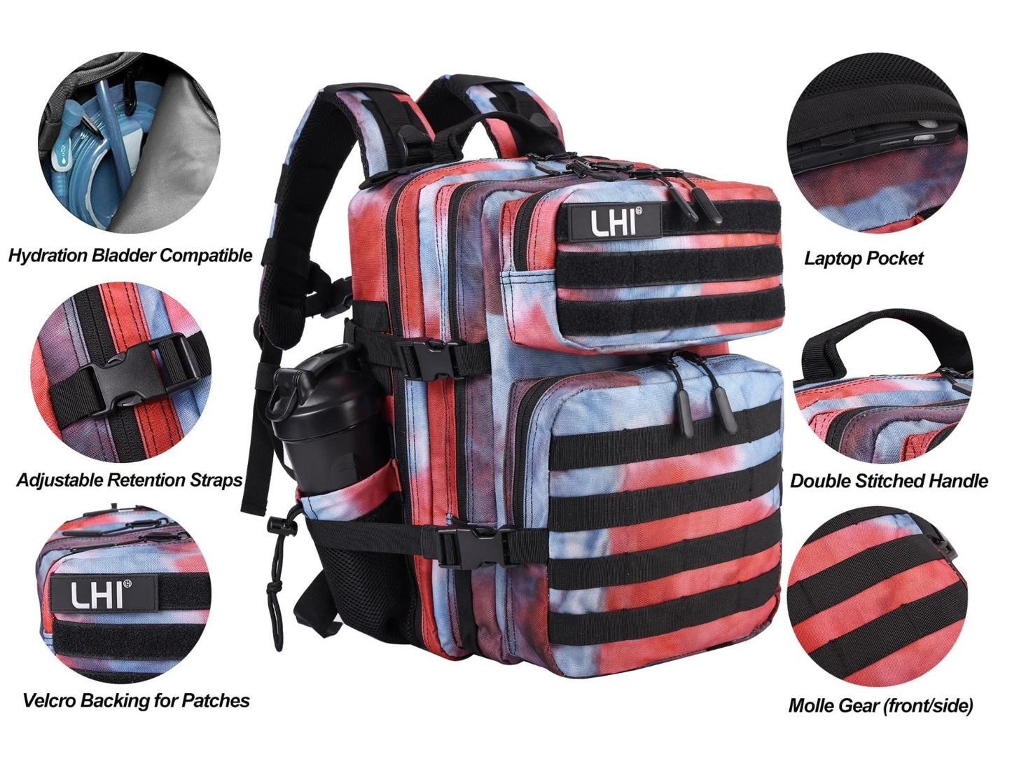 Tactical Military Backpack 25L/35L Army Assault Pack Rucksack with Bottle Holder4