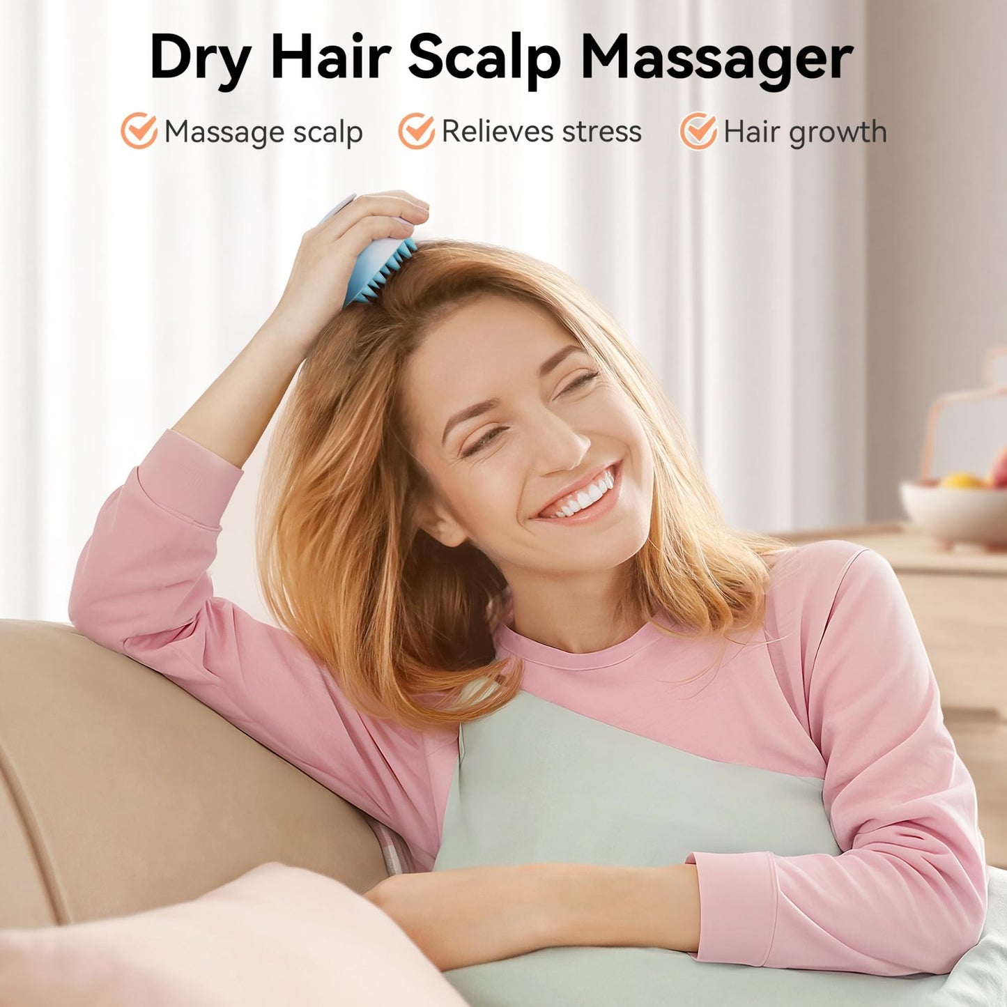 Scalp Massager Brush for Hair Growth, Soft Silicone Shampoo Scrubber, Dandruff R2