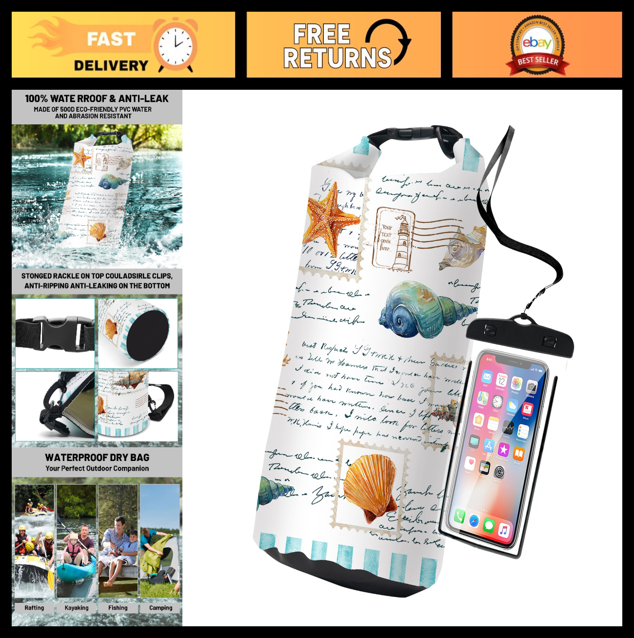 Waterproof Dry Bag Backpack - Lightweight Floating Bags for Kayaking, Fishing, C0