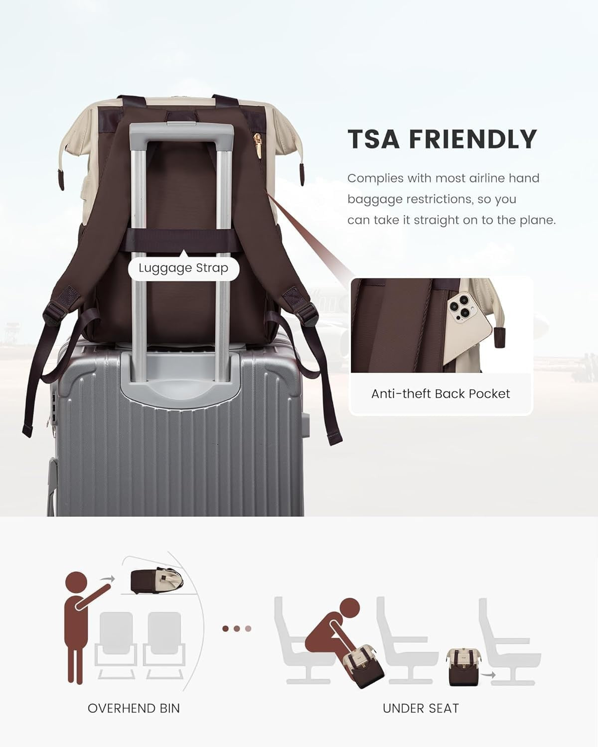 Stylish Women's Laptop Backpack with USB Port & Tumbler Holder, 15.6" Waterproof5