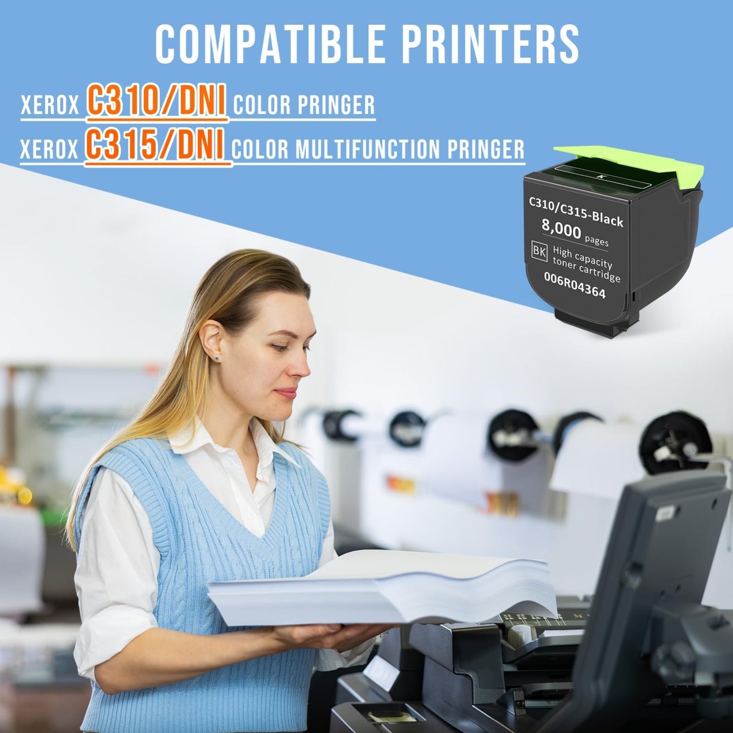 High Capacity Black Toner Cartridge for Xerox C310 C315 - 8000 Pages Compatible2