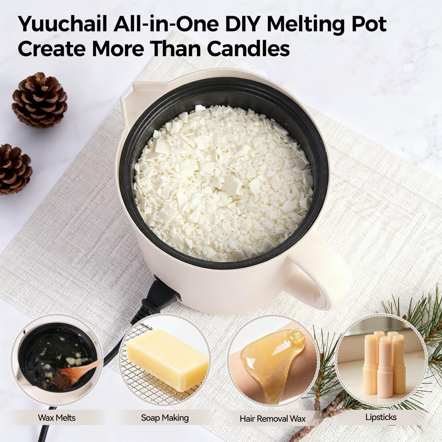 Electric Wax Melter 1.6QT with Digital Display, Temp Control 90-300°F, Auto Shut6