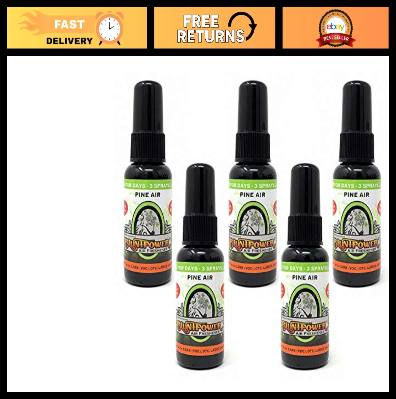 Concentrated Pine Air Freshener Spray - 5 Pack, Long-Lasting Odor Eliminator for0