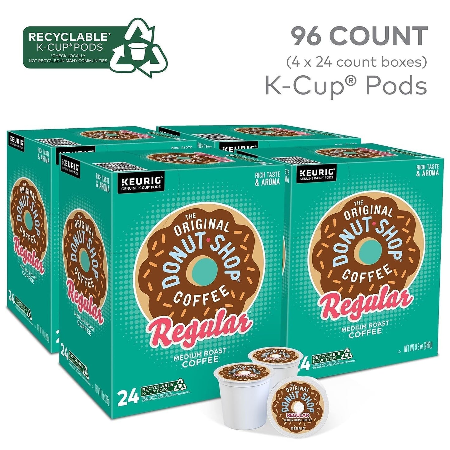 Medium Roast Coffee Pods, Single Serve K Cup Pods, 96 Count, Donut Shop Style2