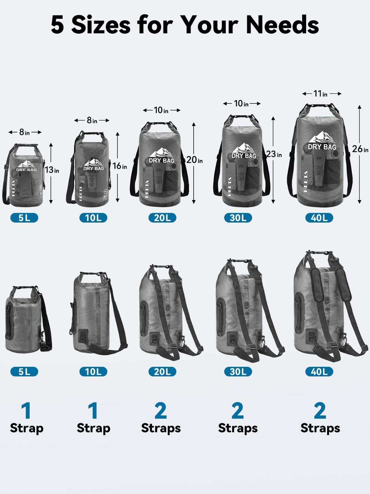 Waterproof Dry Bag for Travel, Kayaking, Boating - Lightweight Roll Top Backpack2