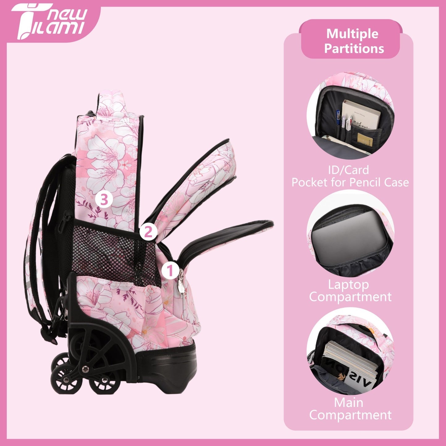 18" Rolling Backpack with Lunch Bag for Kids   School Travel Bag for Boys & Girl3