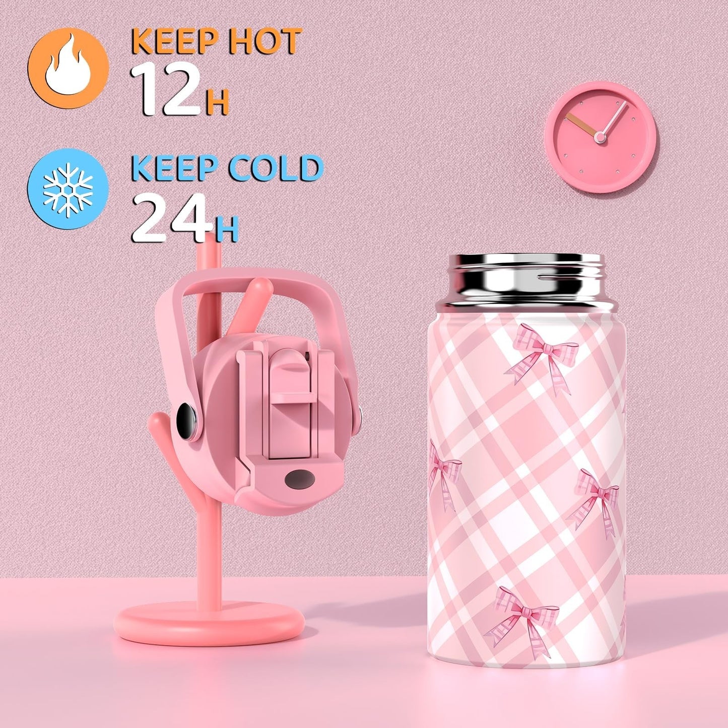 Girls Plaid School Backpack Set with Insulated Water Bottle, Lunch Bag & Pencil4