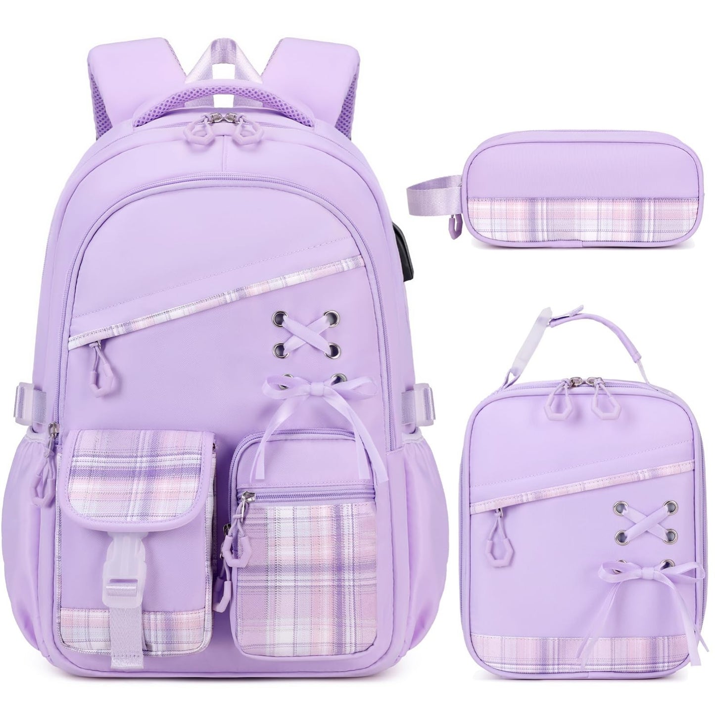 3PCS Girls School Backpack Set with Lunch Box & Pencil Pouch   Stylish & Durable1
