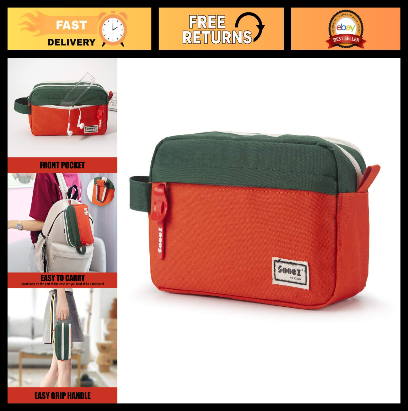 High Capacity Pencil Case Organizer   Big Pouch with Easy Grip Handle, Aesthetic0