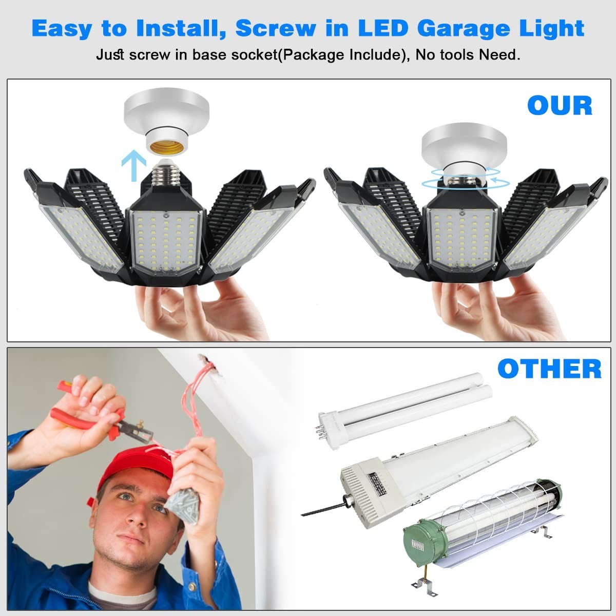 Ultra Bright 80,000LM LED Garage Lights 6500K Daylight | E26/E27 Screw In Bulbs4