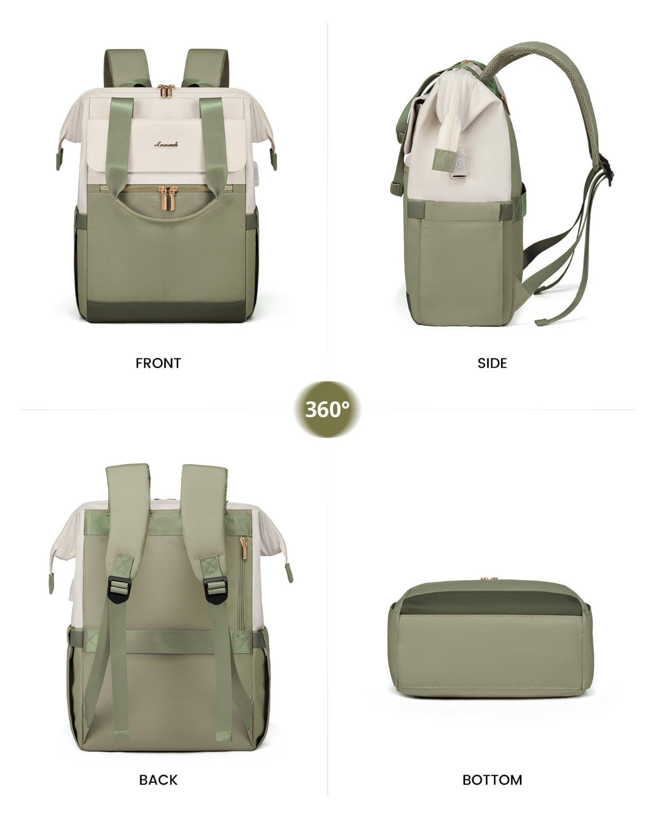 Stylish 15.6" Laptop Backpack for Women, USB Port, Waterproof Travel Bag, 2PCS8