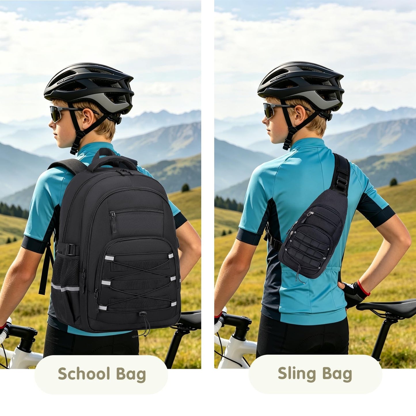 Tactical Camo Backpack Set for Boys   4PCS Military School Bag with Sling, Lunch5