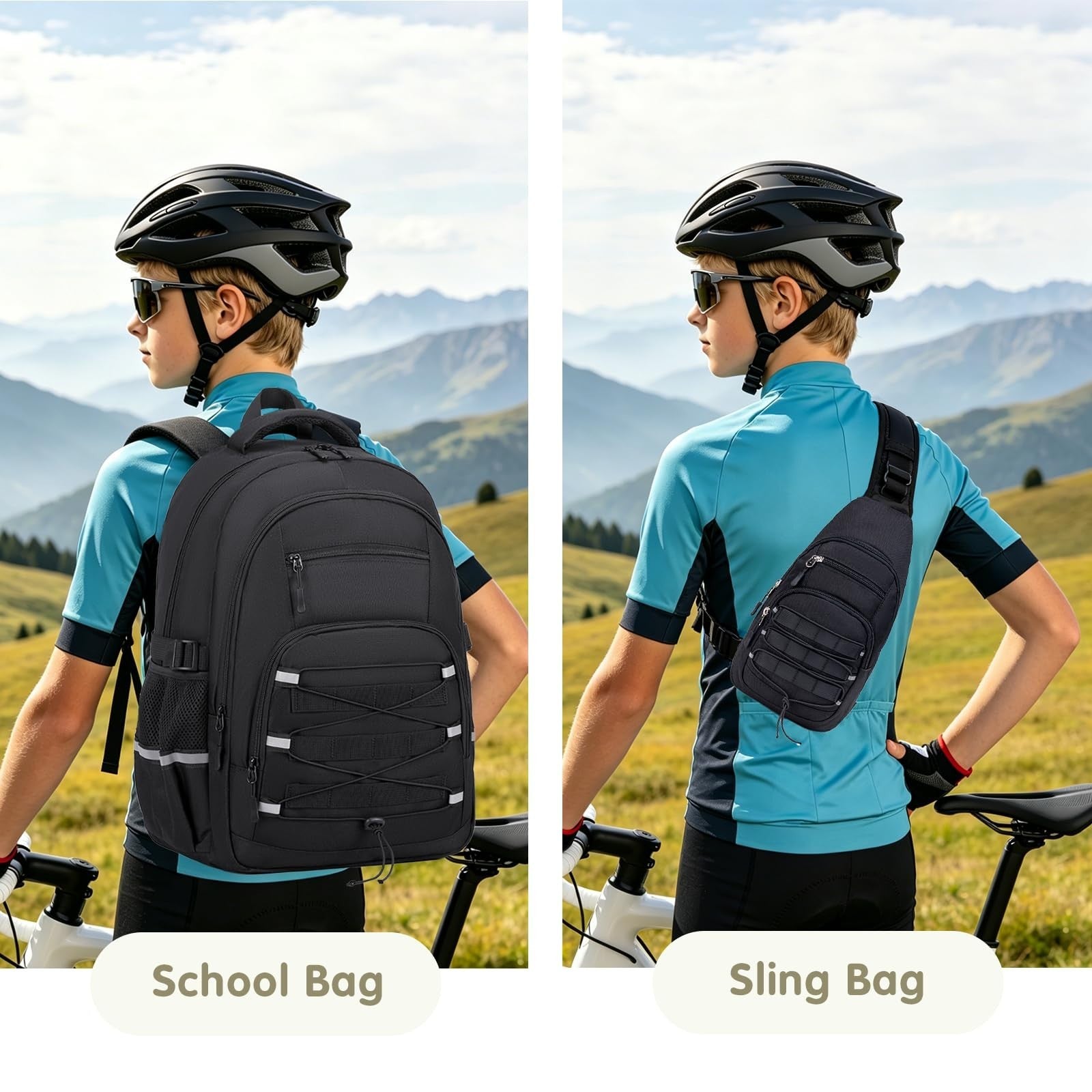 Tactical Camo Backpack Set for Boys   4PCS Military School Bag with Sling, Lunch5