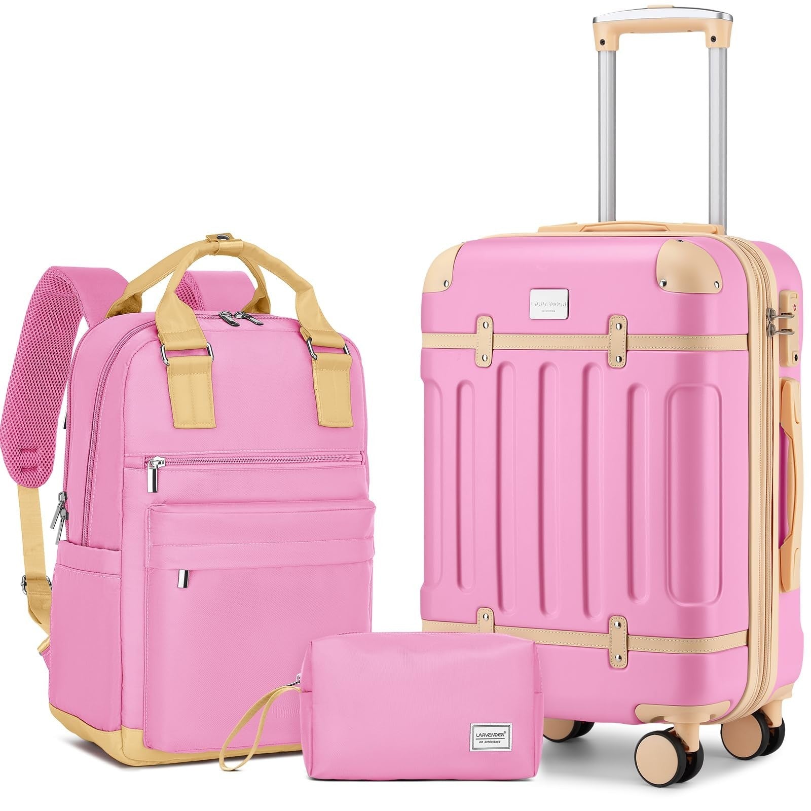3-Piece Expandable Carry-On Luggage Set, Airline Approved, 360° Spinner Wheels,0