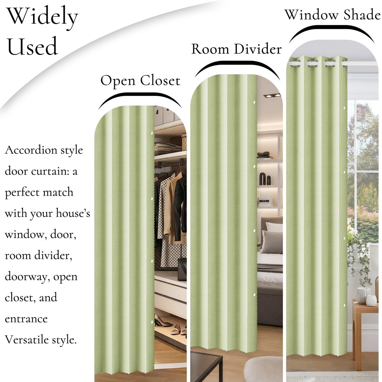 100% Blackout Magnetic Door Curtain for Closet, Kitchen, Laundry, 1 Panel, W45 x9