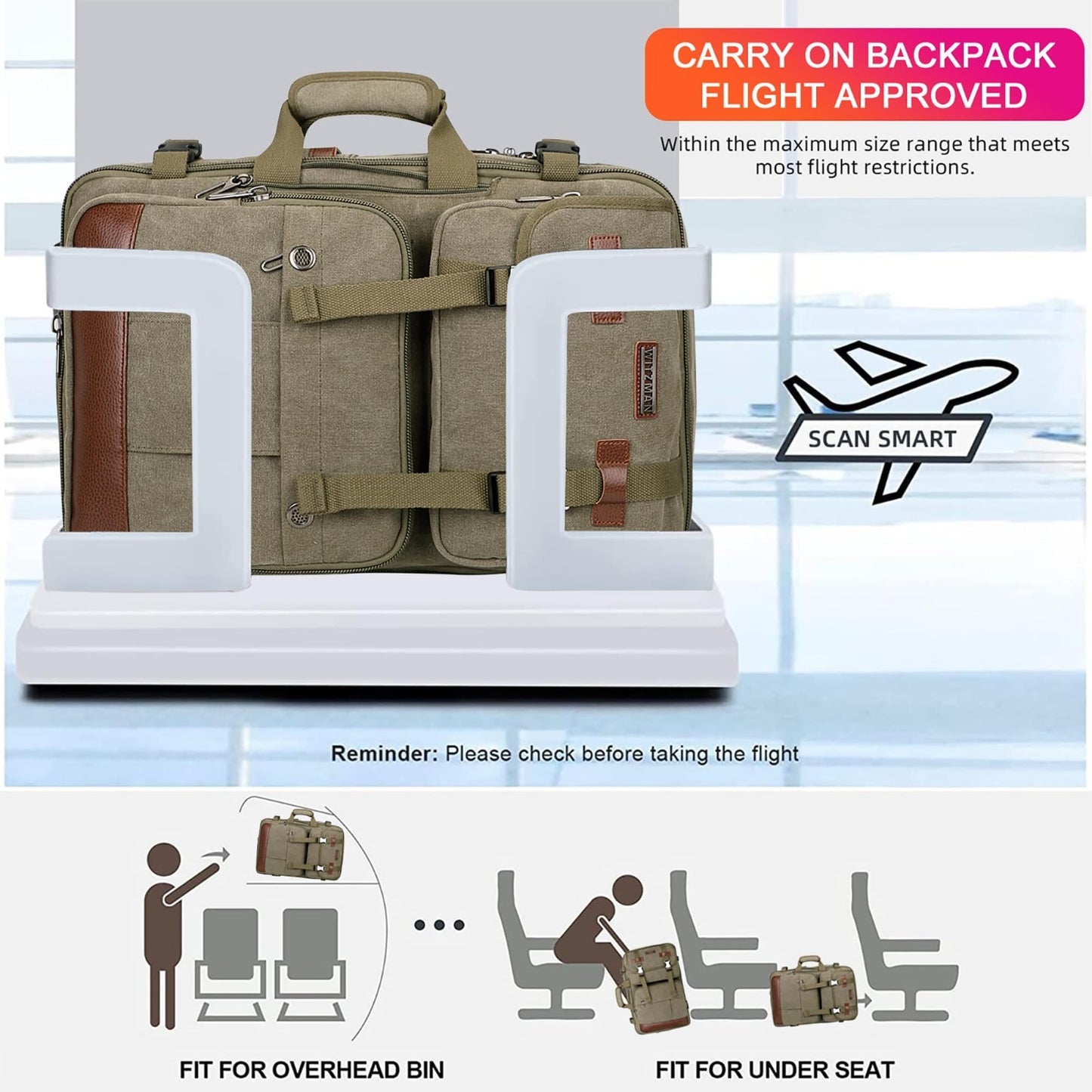 Large Canvas Travel Backpack for Men, 16 Inch Laptop Compatible, Durable & Styli5