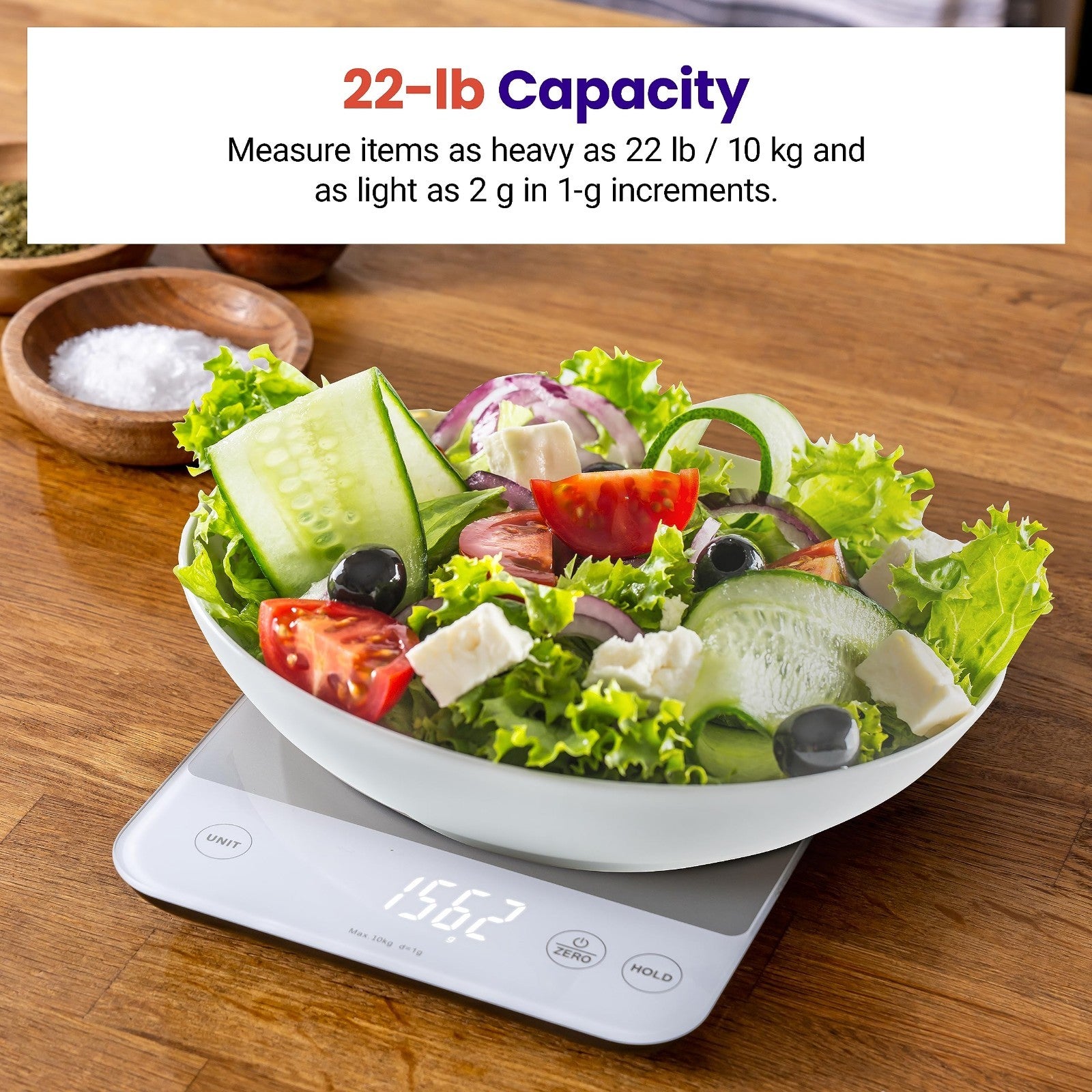 22lb Digital Kitchen Scale   USB Rechargeable, Waterproof, 1g Precision, Tare, G2