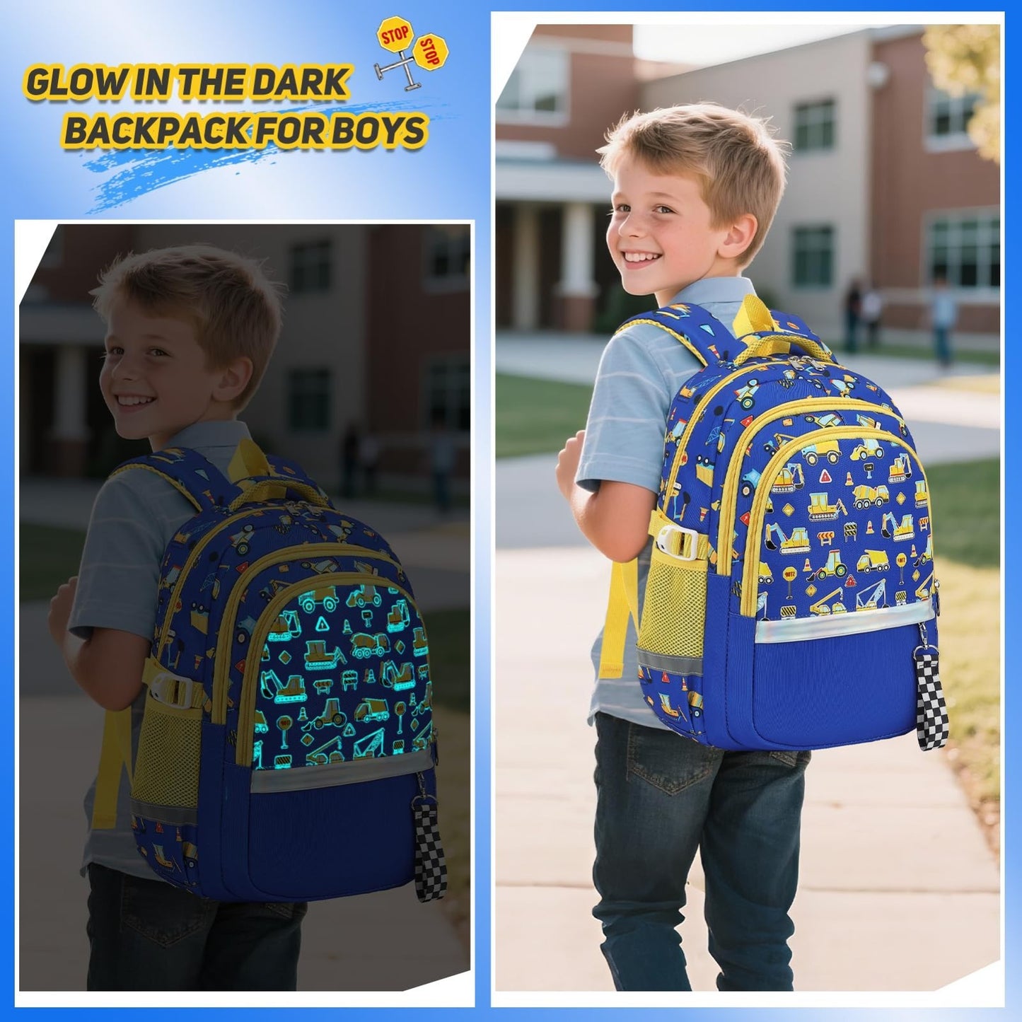 Luminous Backpack Set for Boys   3PCS with Lunch Box & Pencil Case, School Gear6