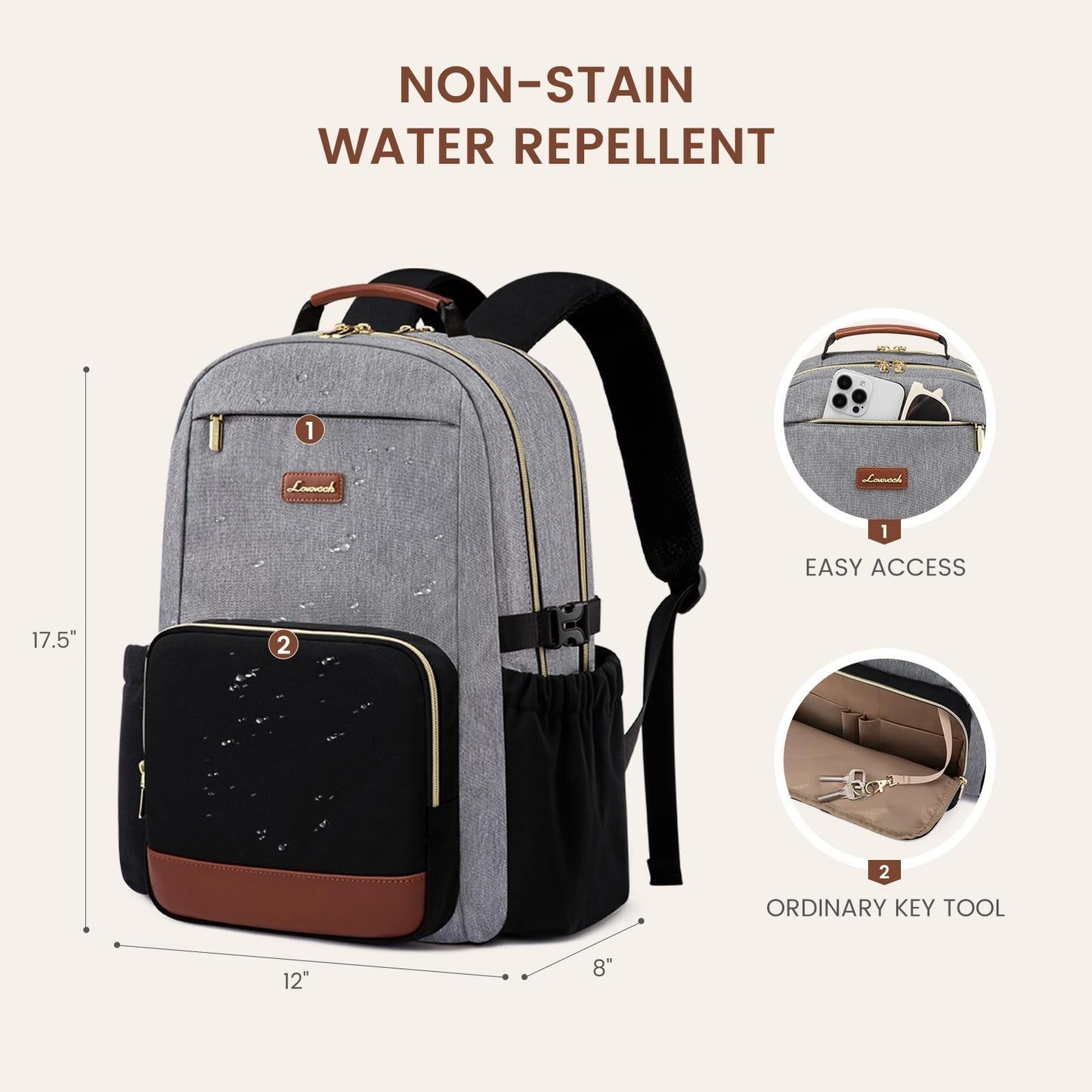 Stylish Waterproof Laptop Backpack for Women, 15.6" Large Capacity, Travel Purse3