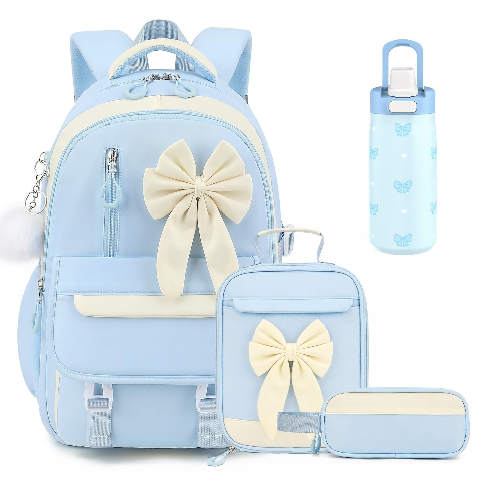 Girls Backpack Set 4PCS   Includes 14oz Water Bottle, Lunch Bag & Pencil Case1