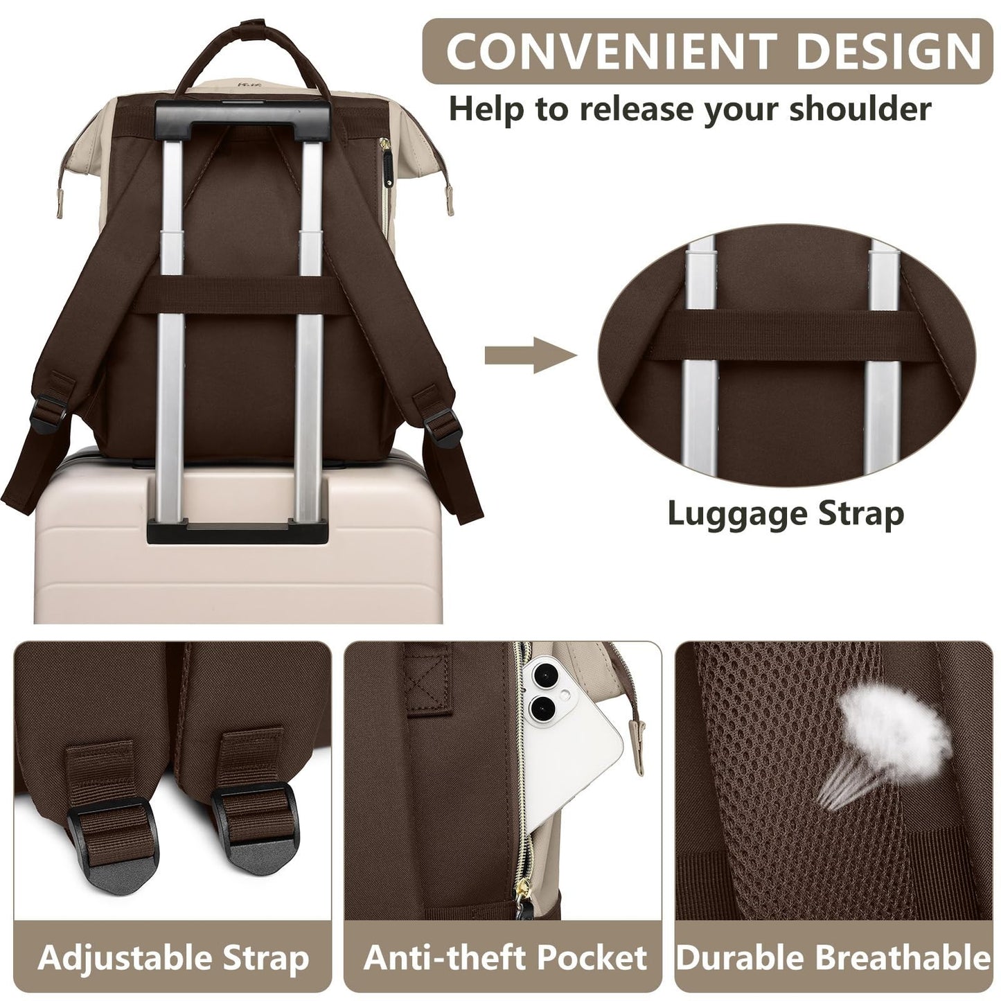 15.6" Laptop Backpack for Women   USB Charging, Large Travel Bag, College & Work4
