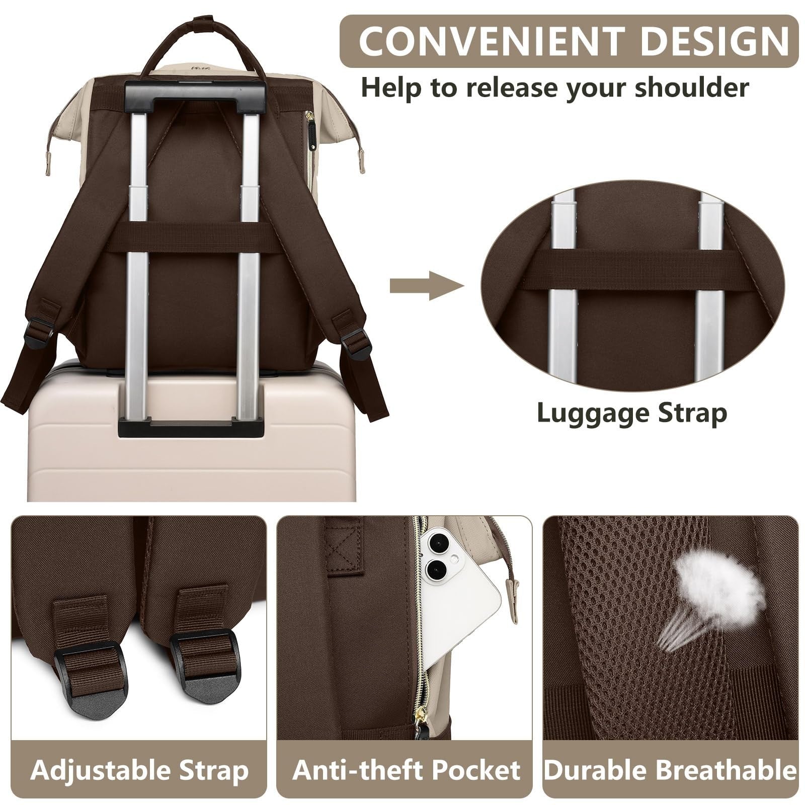 15.6" Laptop Backpack for Women   USB Charging, Large Travel Bag, College & Work4