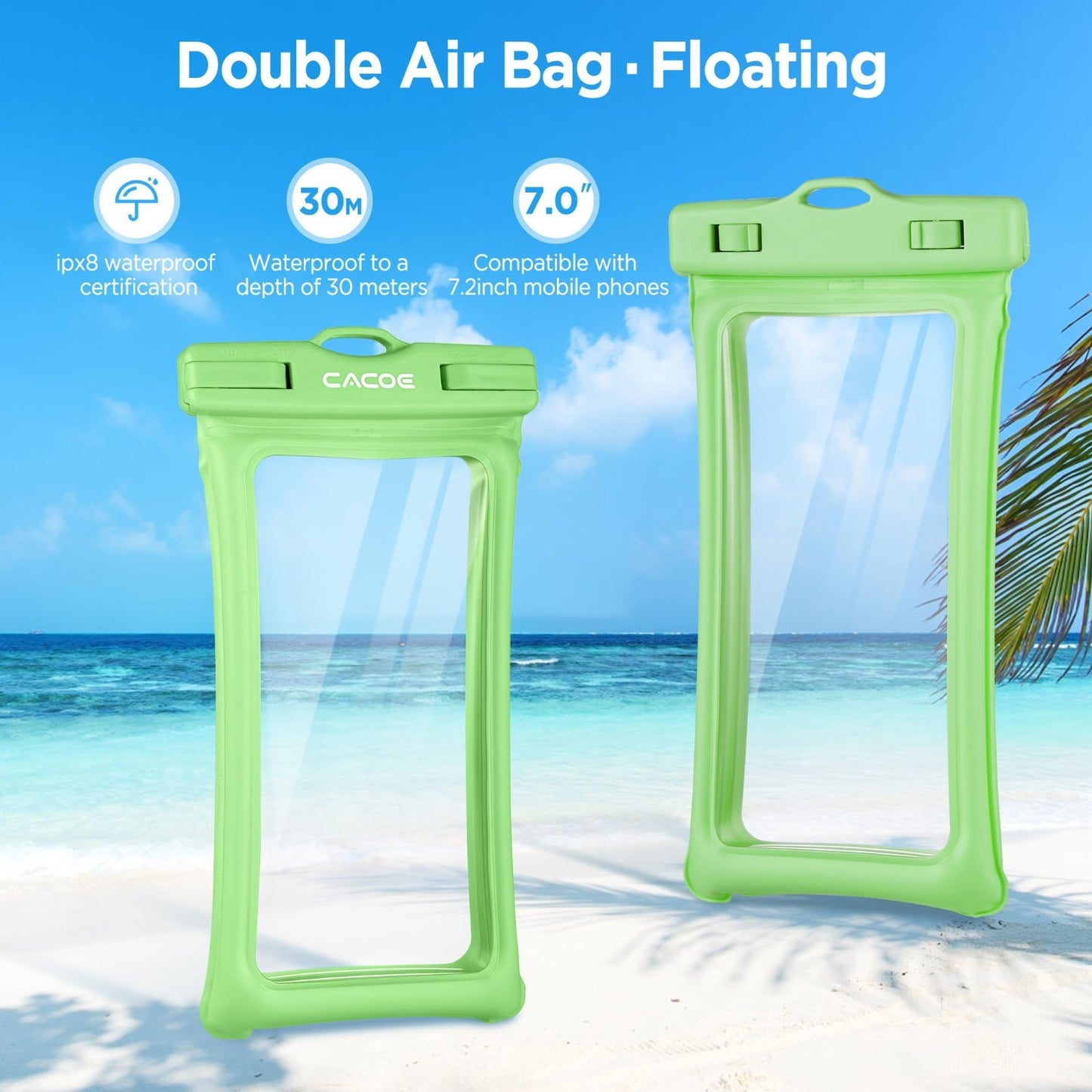 Waterproof Phone Pouch 2 Pack   Floatable IPX8 Case for Beach, Travel, Kayak, Ca3