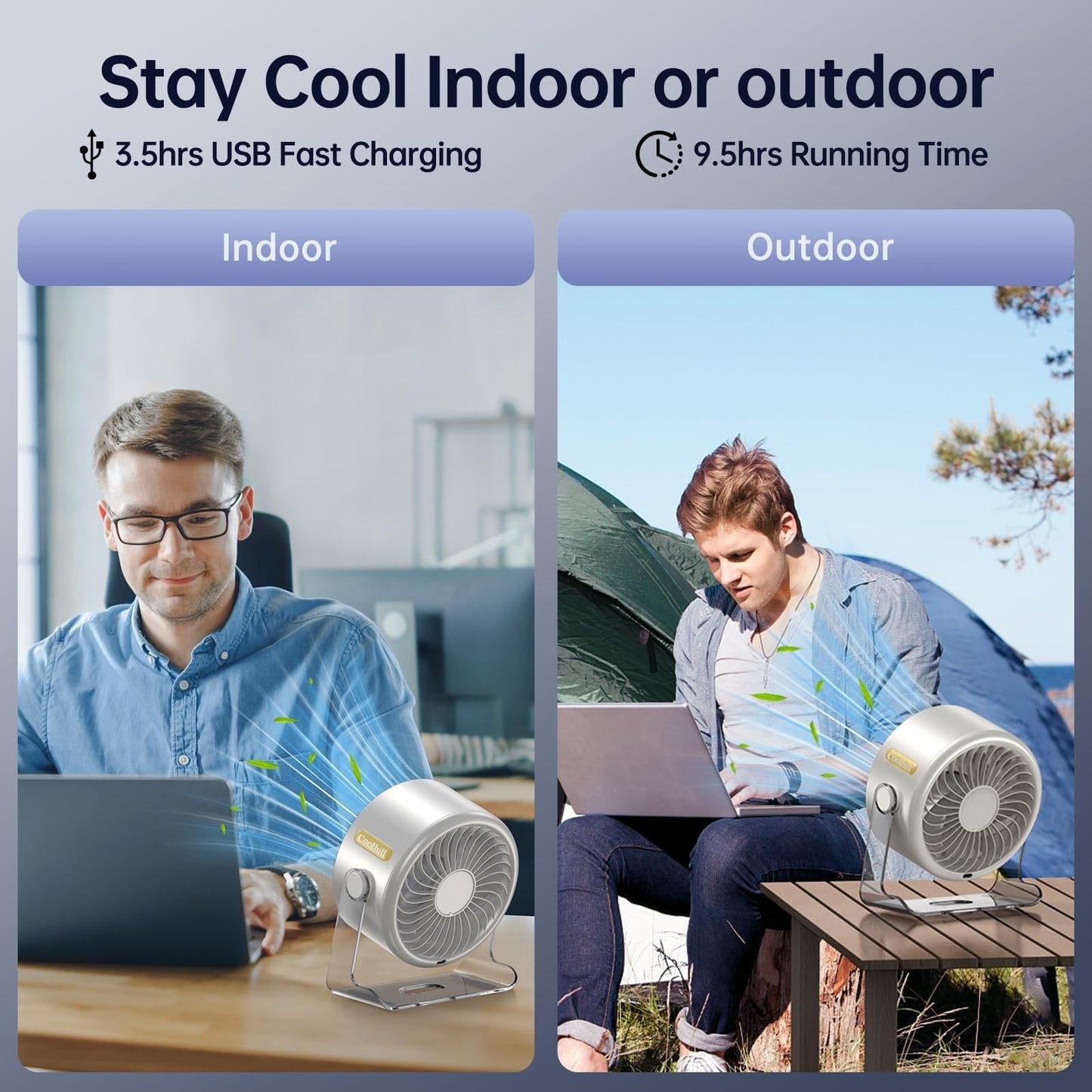 Rechargeable Cordless Wall Fan   100 Speeds, Quiet, 120° Tilt, Portable Desk Fan4