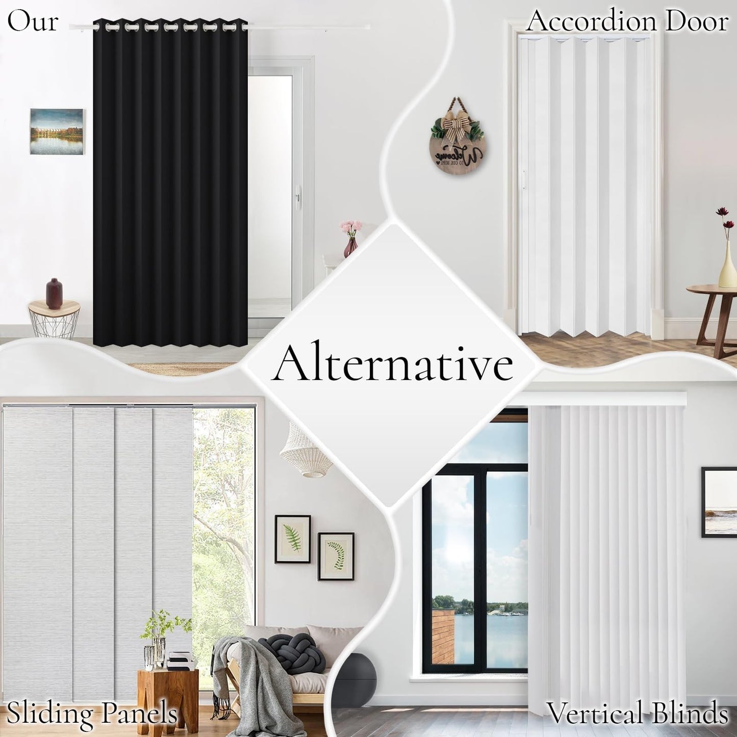 100% Blackout Magnetic Door Panel Curtain, Soundproof Closet Curtain, 52"x72", B5