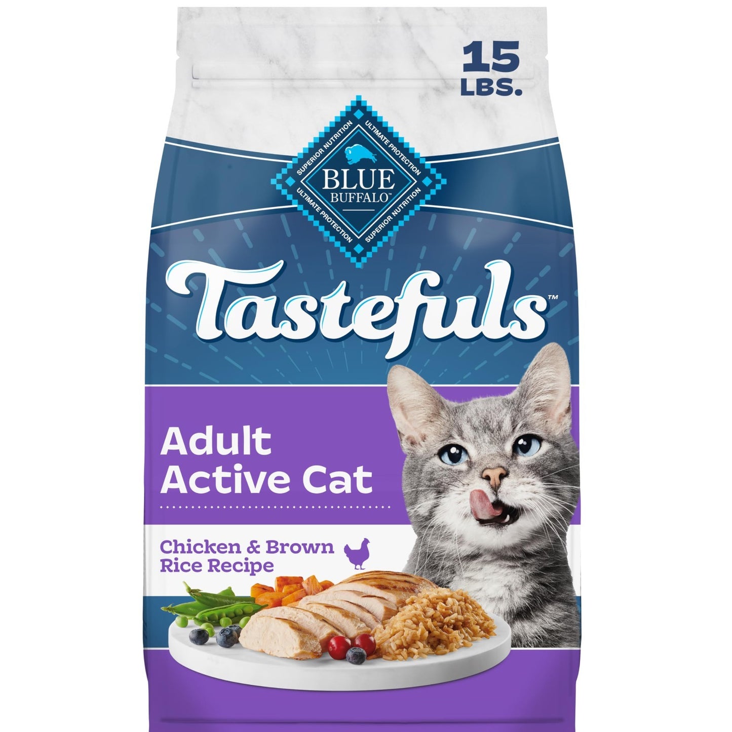 Premium Chicken & Brown Rice Dry Cat Food, 15 lb   Healthy Nutrition for Active1