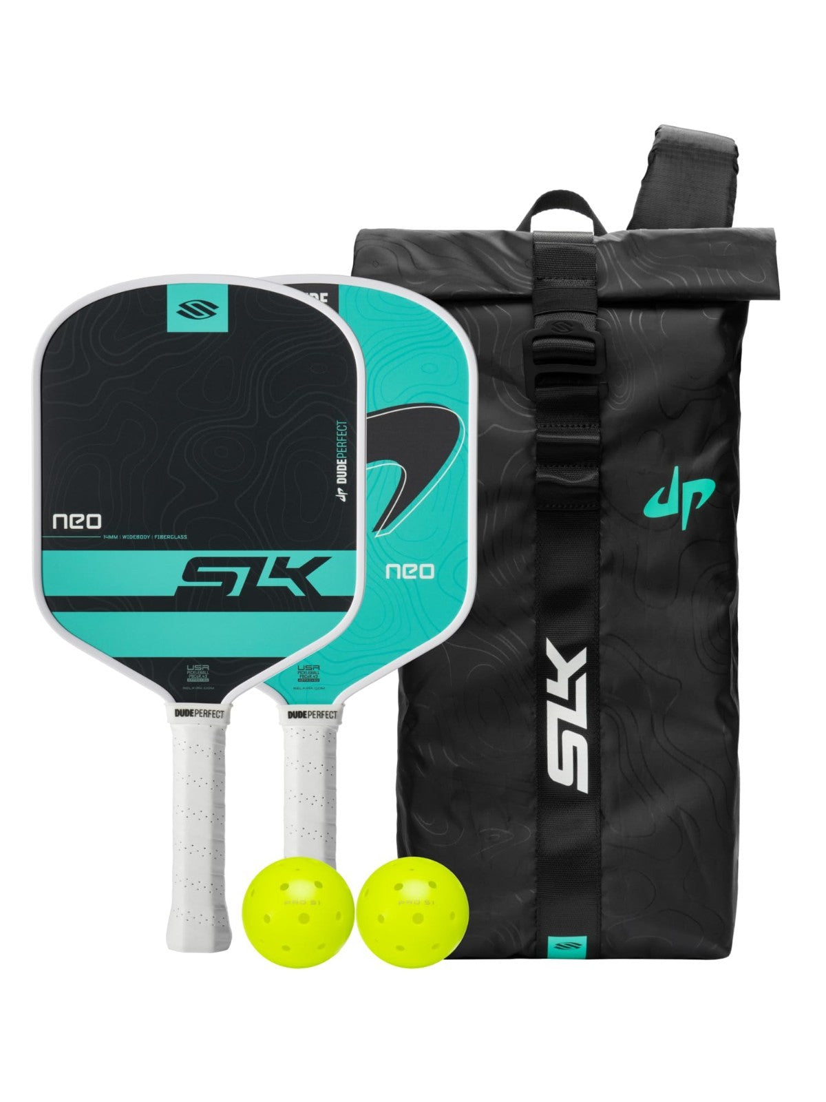 Pickleball Paddle Set of 2 with Pickleballs & Sling Bag | Graphite/Fiberglass Ra1