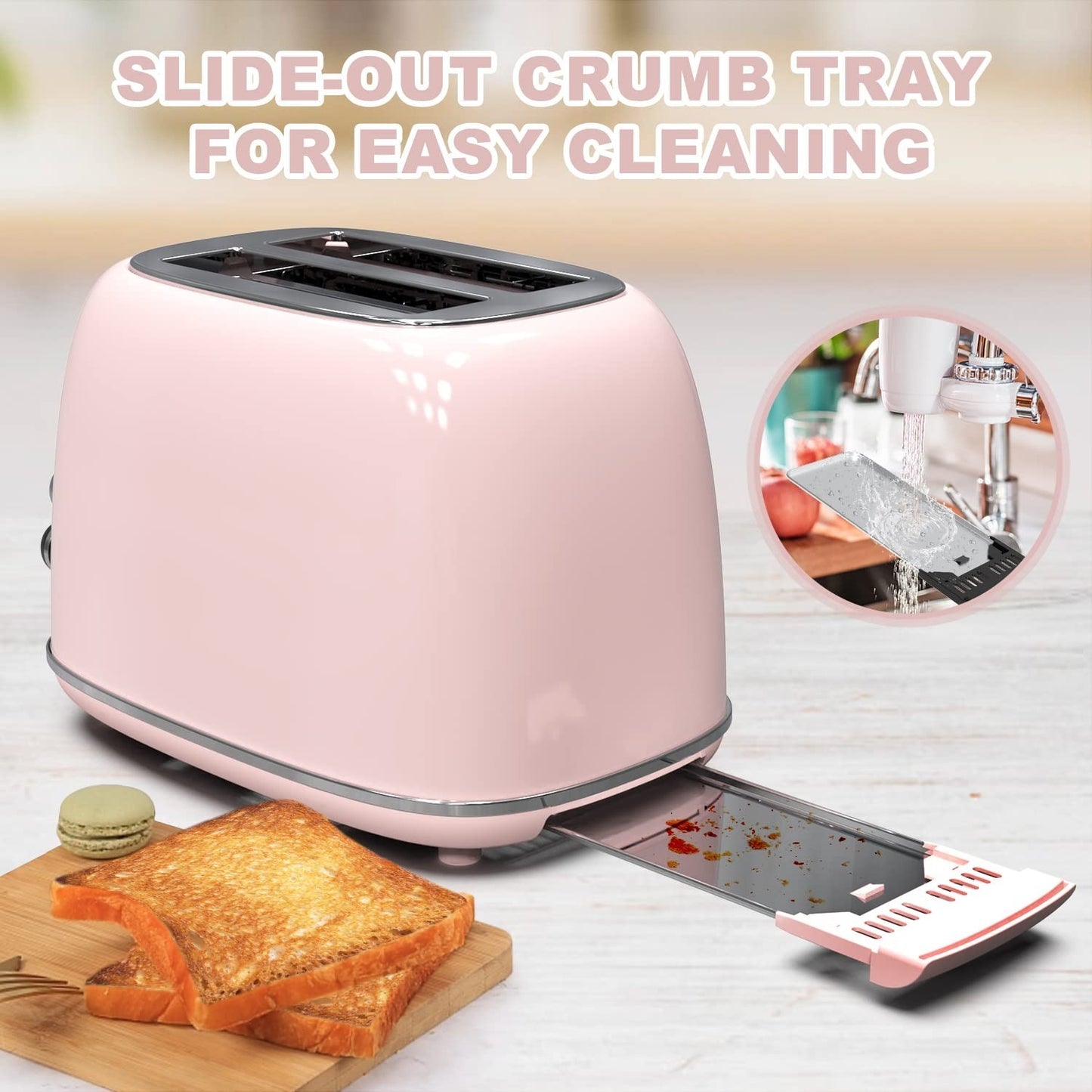 Retro 2 Slice Stainless Steel Toaster   6 Settings, Extra Wide Slots, Bagel/Defr6