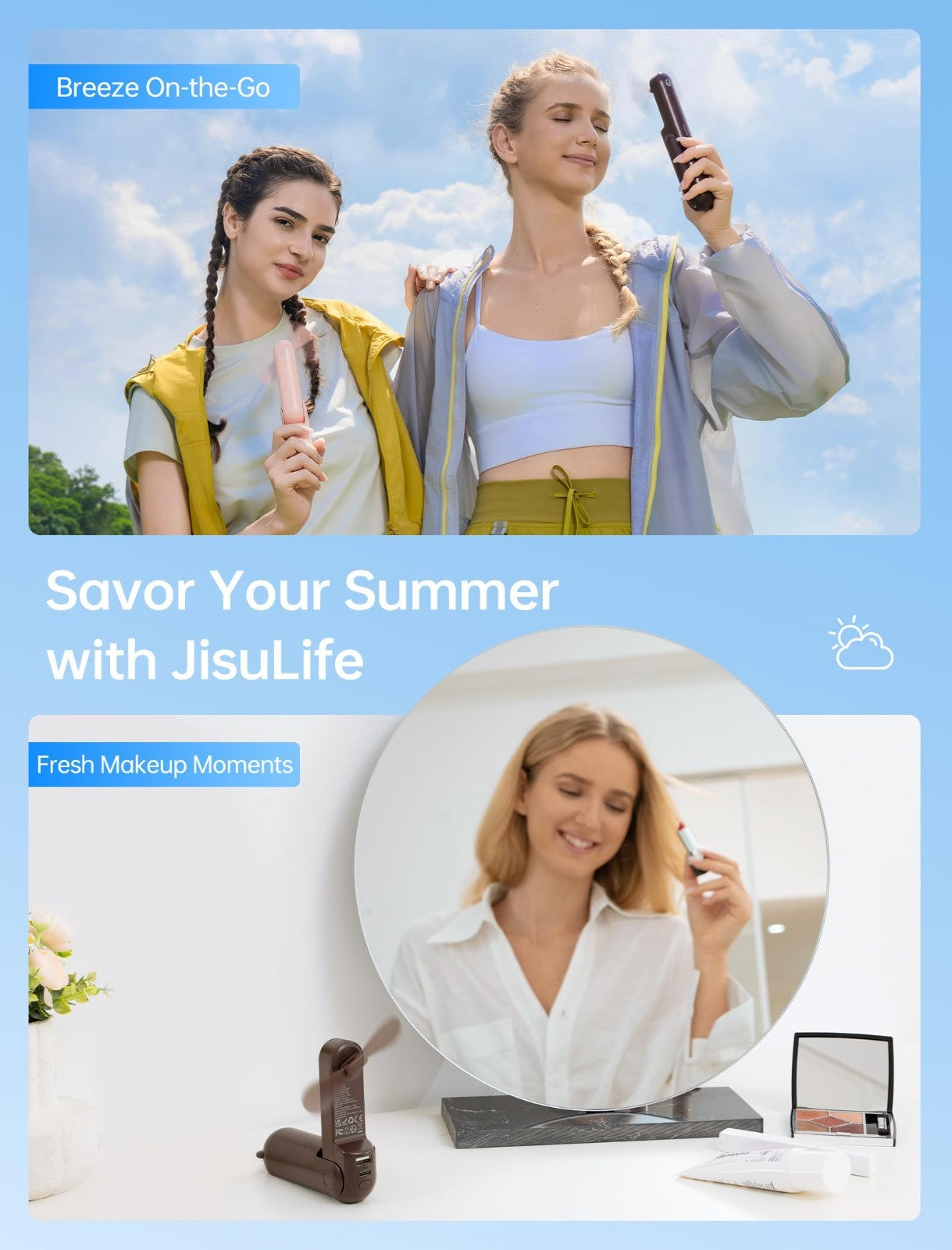 3 in 1 Portable Fan with Power Bank & Flashlight | 19H Cooling, USB Rechargeable5