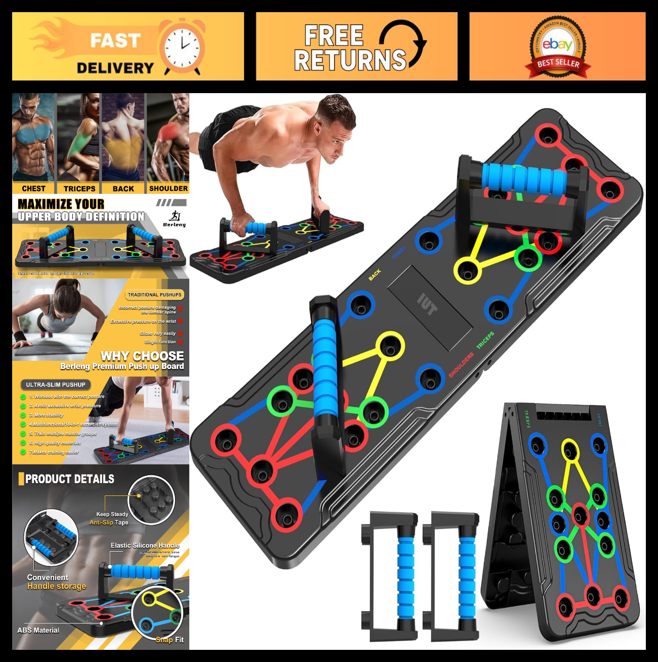 15 in 1 Push Up Board   Multi Functional Home Workout Equipment for Chest & Musc0