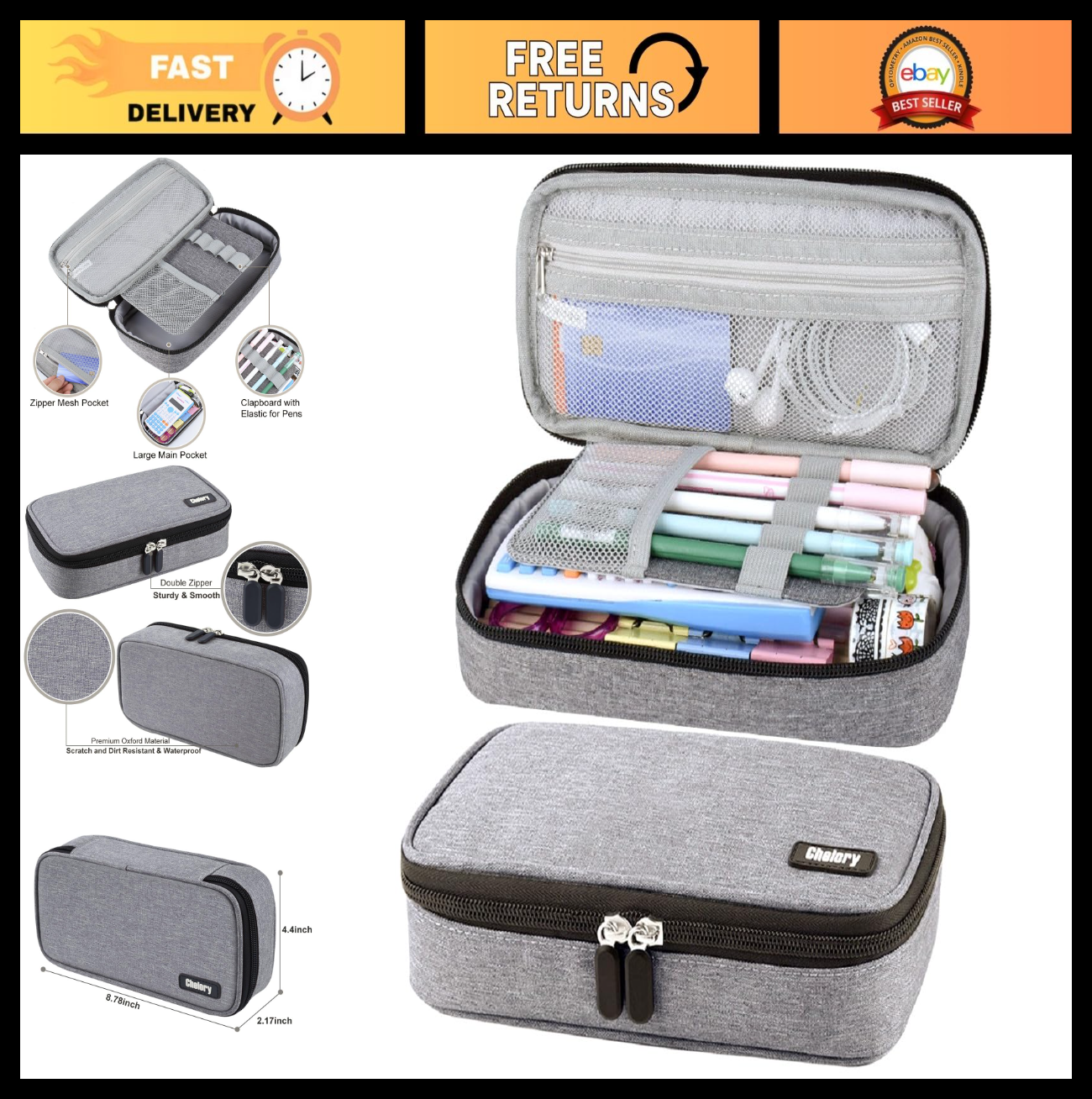 Large Capacity Pencil Case   Versatile Storage Pouch for Pens, Markers & Makeup0