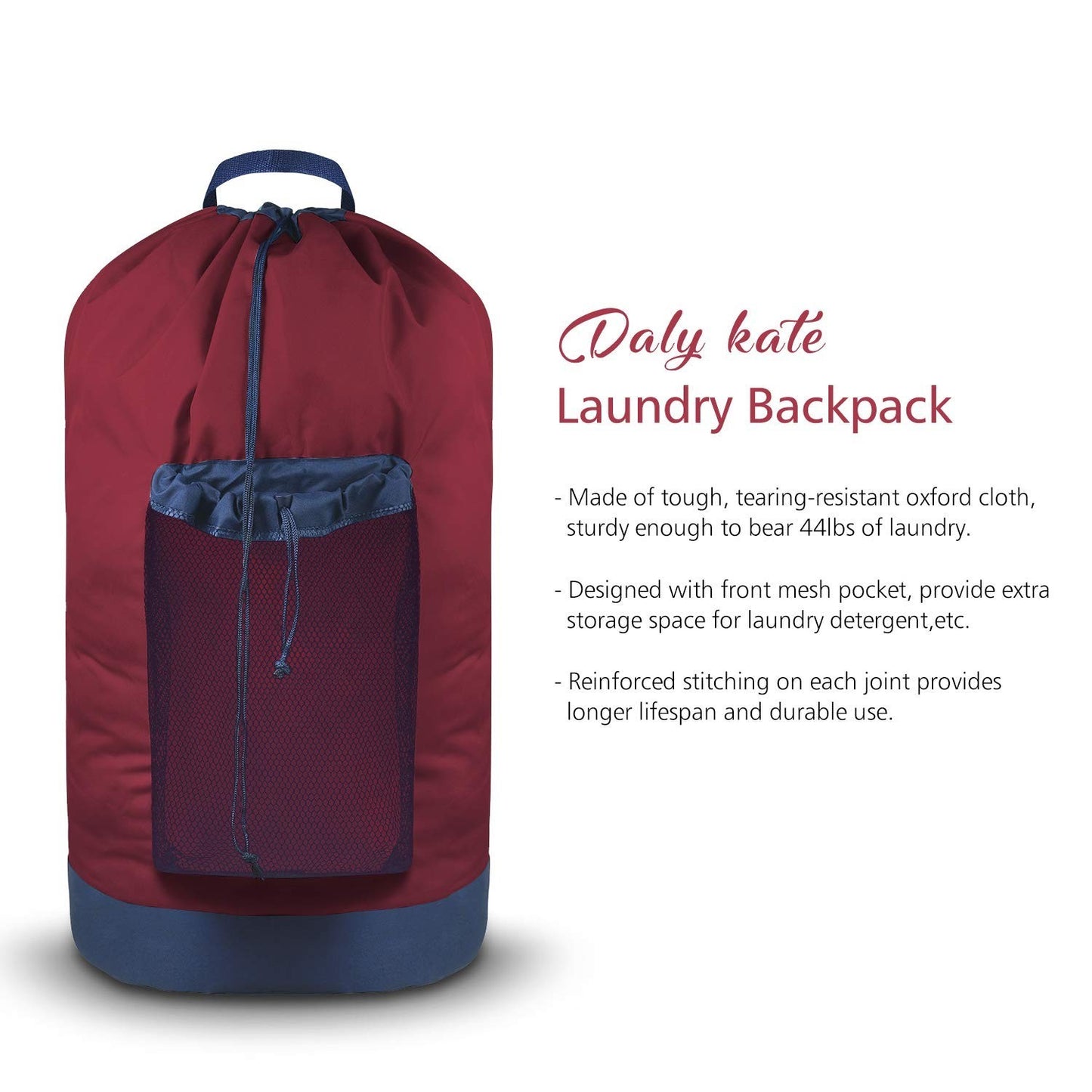 Durable Laundry Backpack with Shoulder Straps, Mesh Pocket & Drawstring Closure5