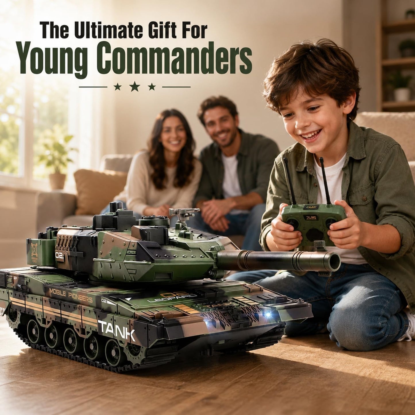 1:24 Scale Remote Control Army Tank - 360° Turret, BB Shooting, All-Terrain Clim2