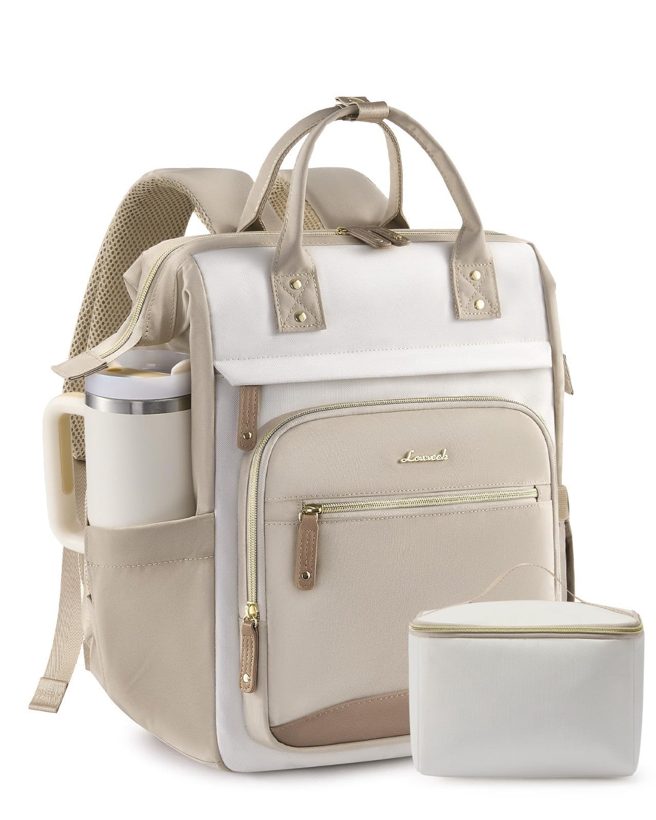 Stylish Women's Laptop Backpack, 15.6" Waterproof Work Bag, Large Capacity, Cup1