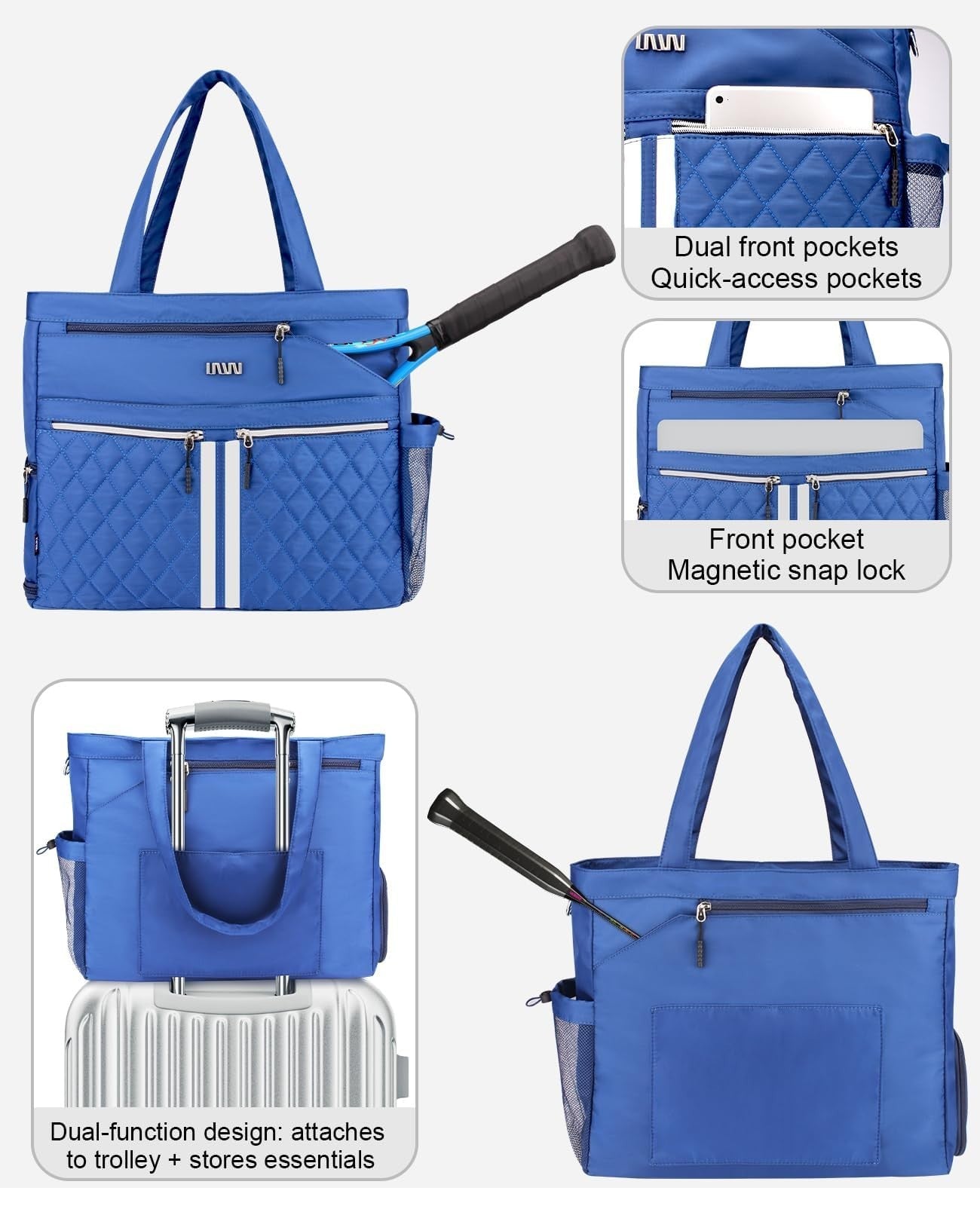 Tennis Bag for Women - Holds 2 Rackets, Ventilated Shoe Compartment, Gym & Pickl5