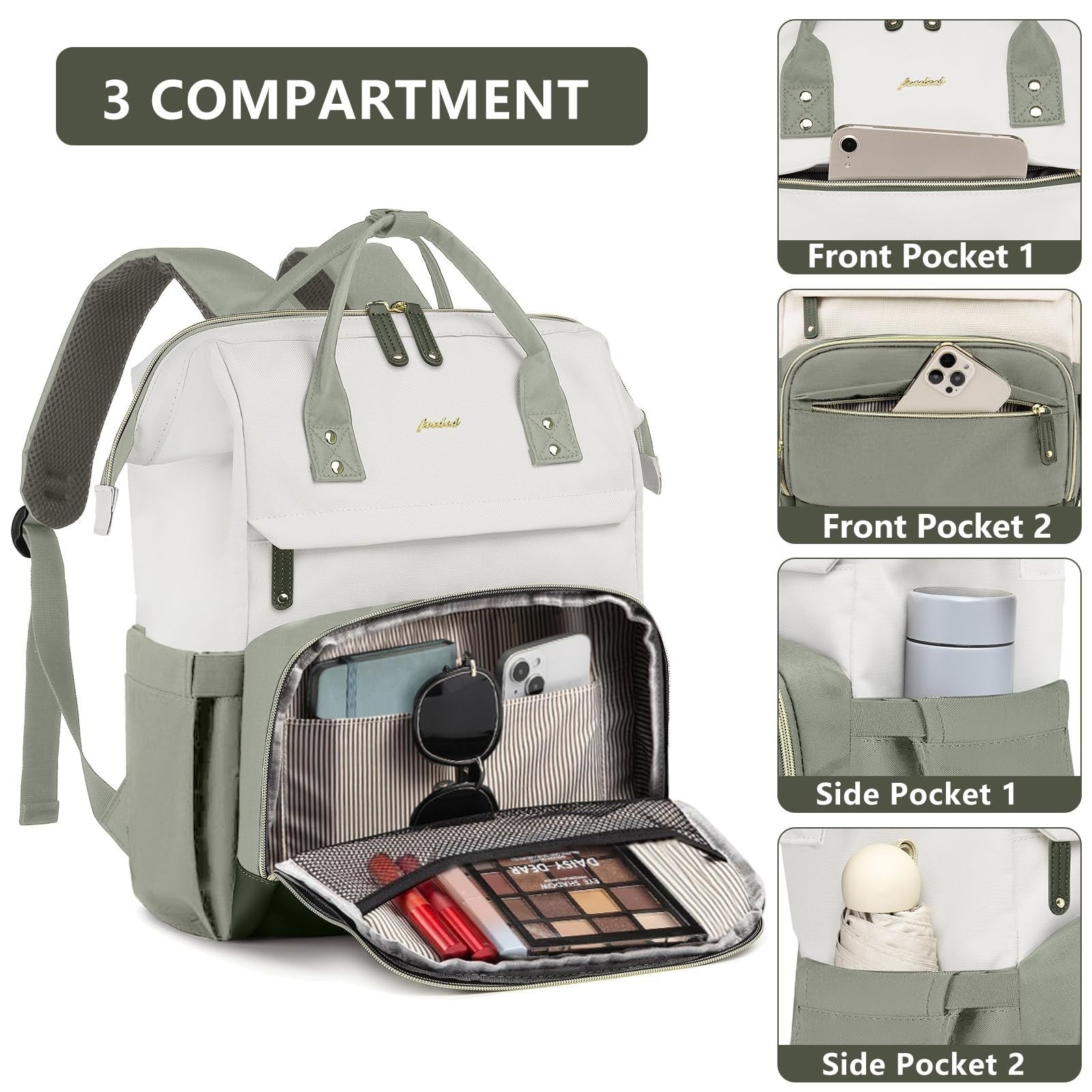 Stylish 15.6" Laptop Backpack for Women   Waterproof Travel Work Bag, Bookbag, P2
