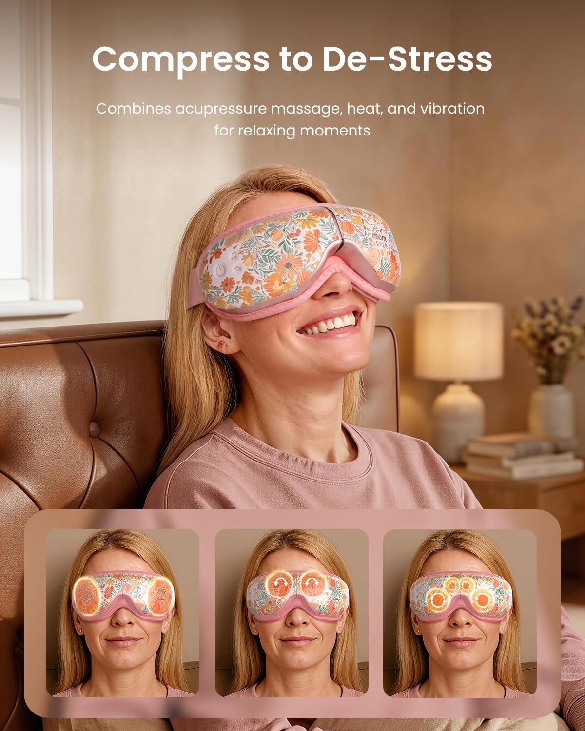 Heated Eye Massager with Vibration | Relieves Head Tension, Eye Strain, Dark Cir3
