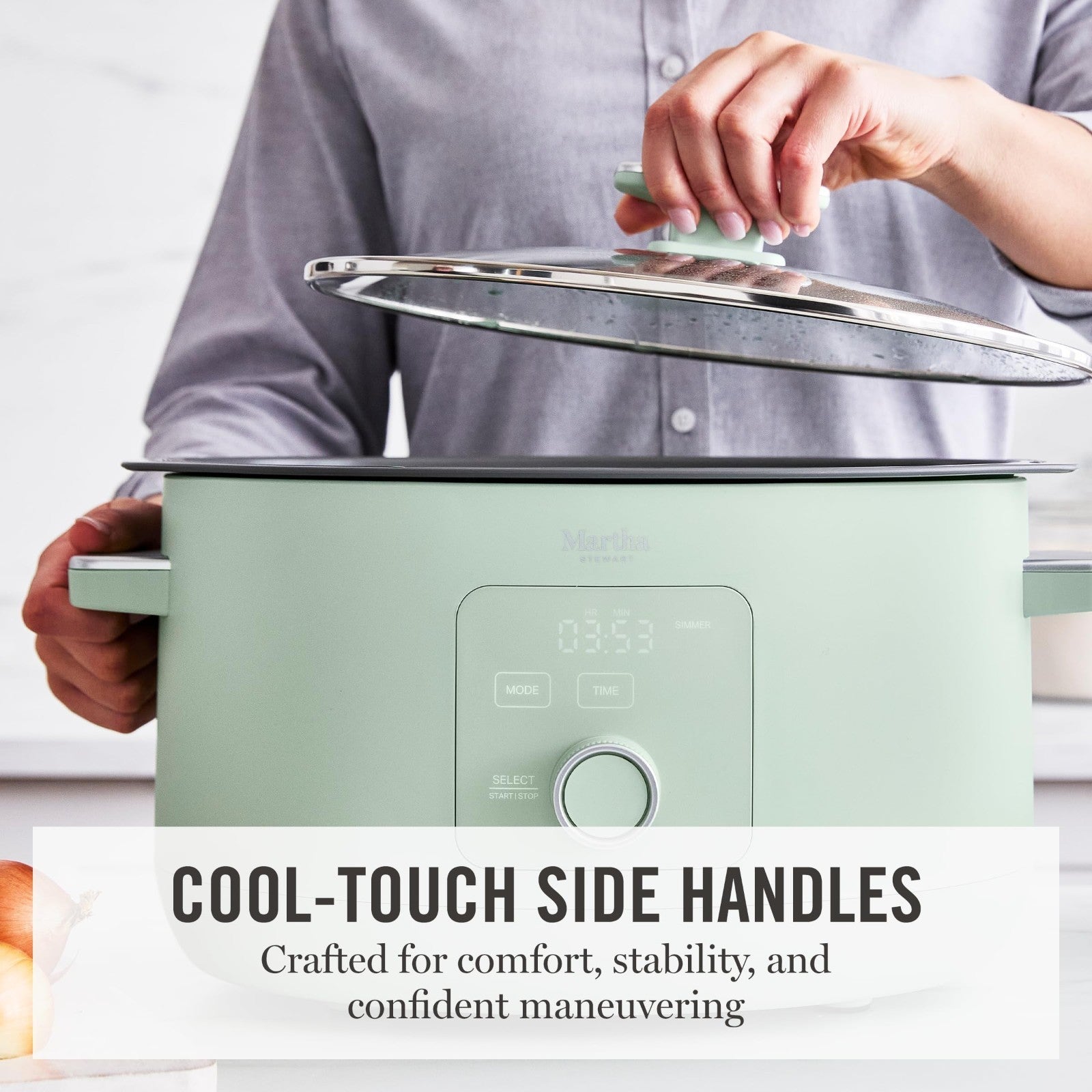 8 Quart Programmable Slow Cooker - Ceramic Nonstick, Timer, 3 Settings, Glass Li6