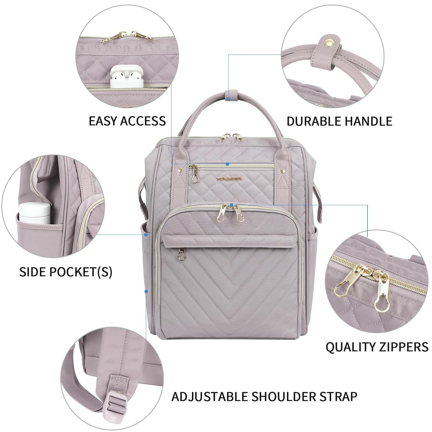 Stylish 17" Water-Repellent Laptop Backpack for College, Travel & Work - Dusty P4