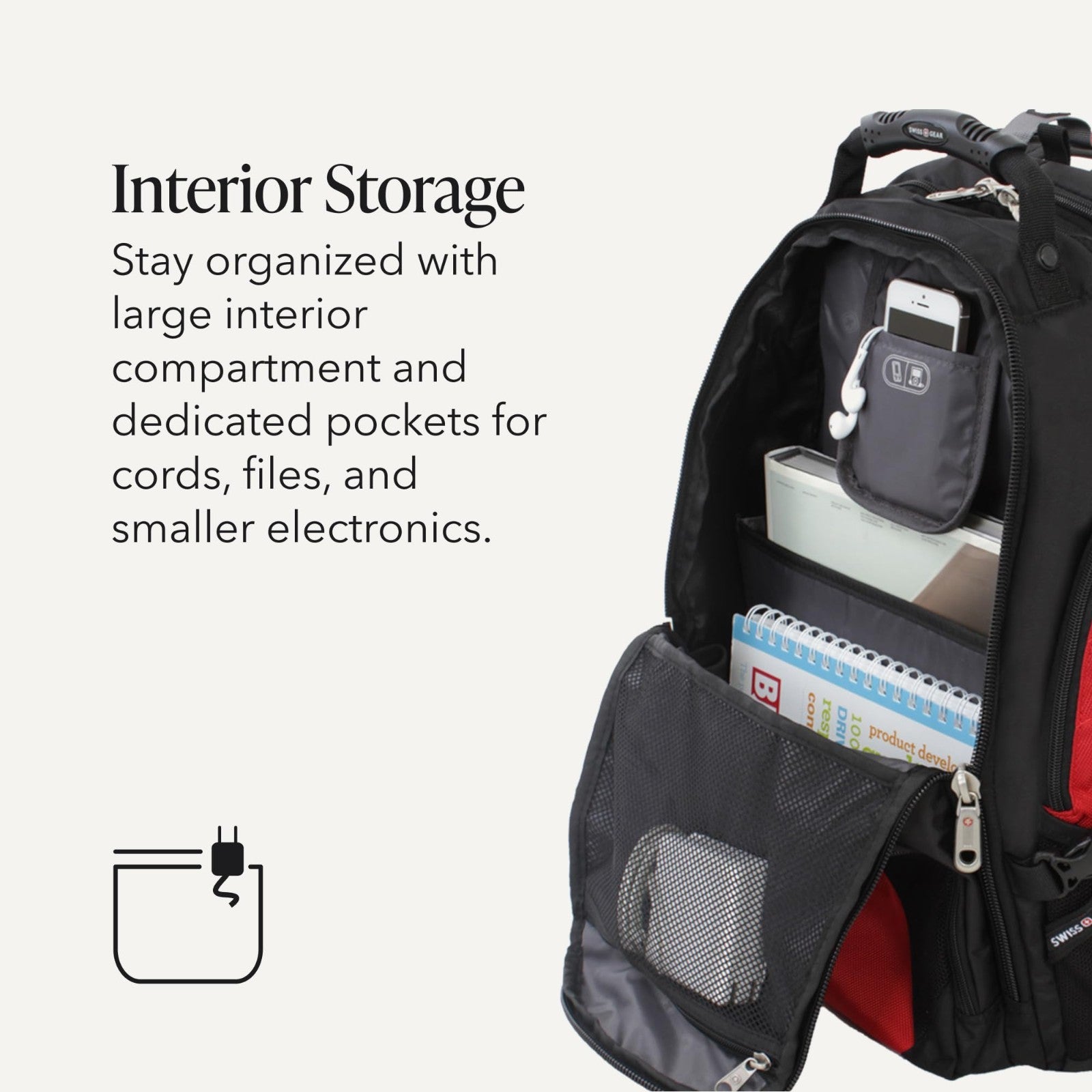 17 Inch TSA Laptop Backpack, Travel Friendly, Water Resistant, Black/Red4