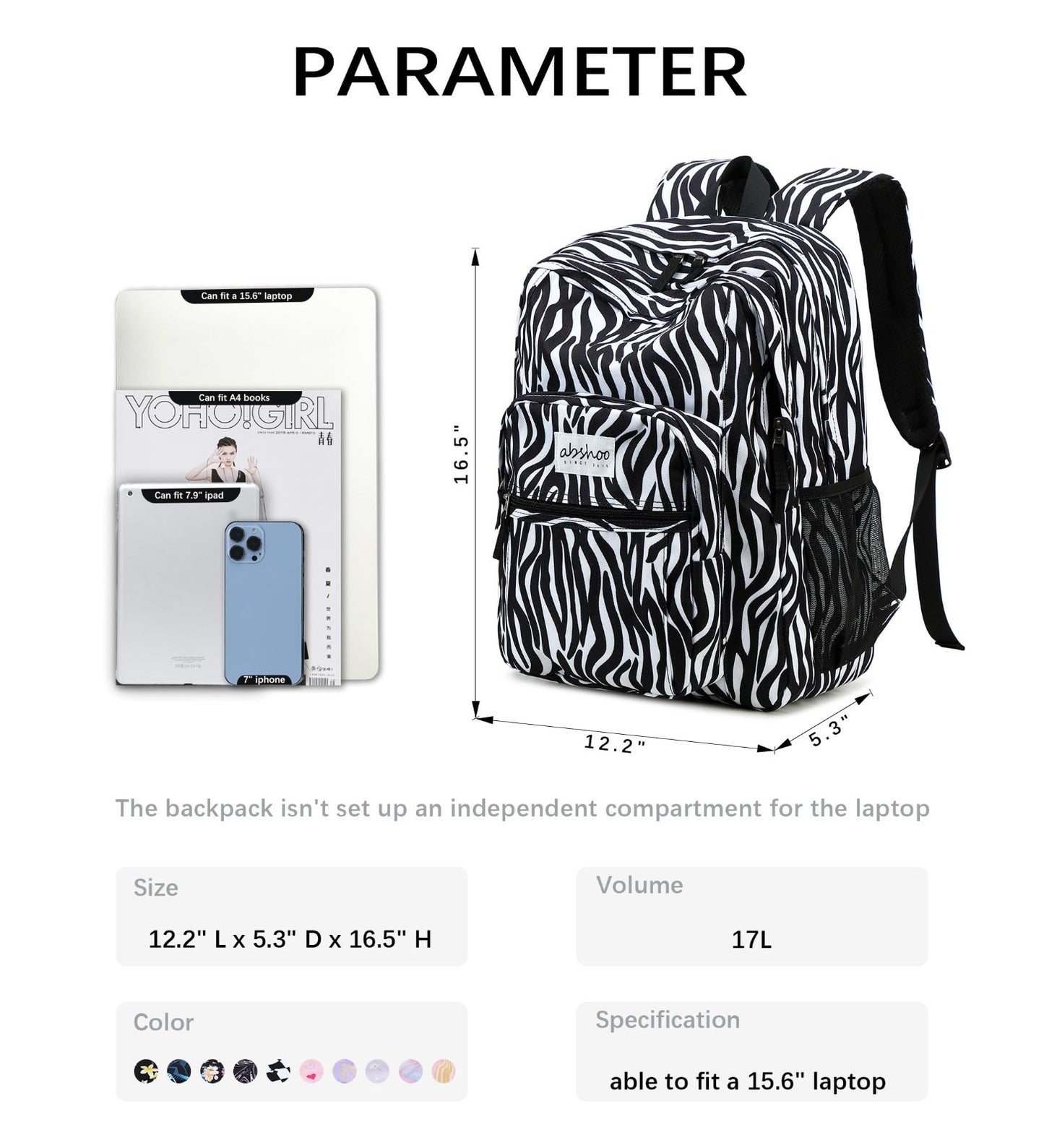 Zebra Print Women's School Backpack   Water Resistant Bookbag for College & Teen2