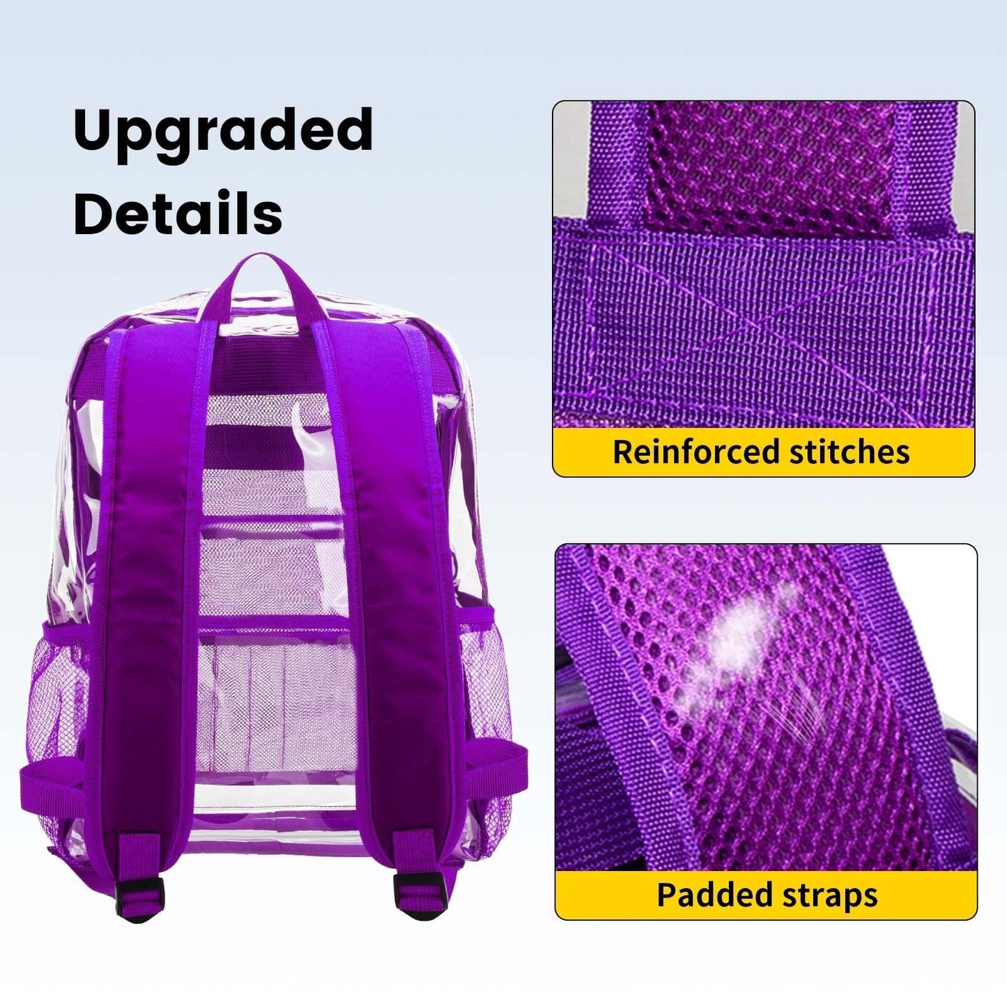 Clear PVC Backpack Heavy Duty Transparent Bag with Reinforced Straps - Large Cap4