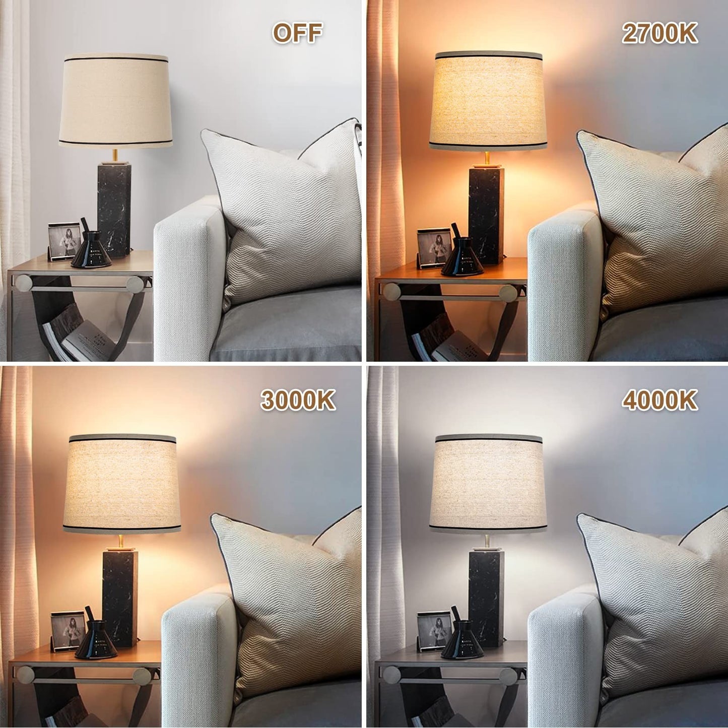 Set of 2 Drum Lampshades 11.6" x 12.6" Beige with Black Rim, Natural Linen, Easy5