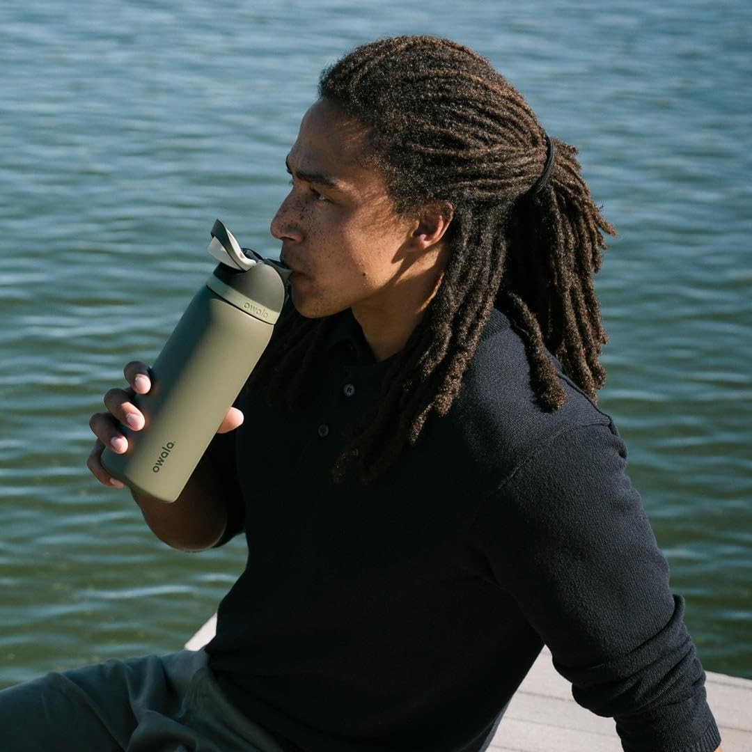 32oz Stainless Steel Water Bottle   FreeSip Design   Green Off Road Travel Mug2