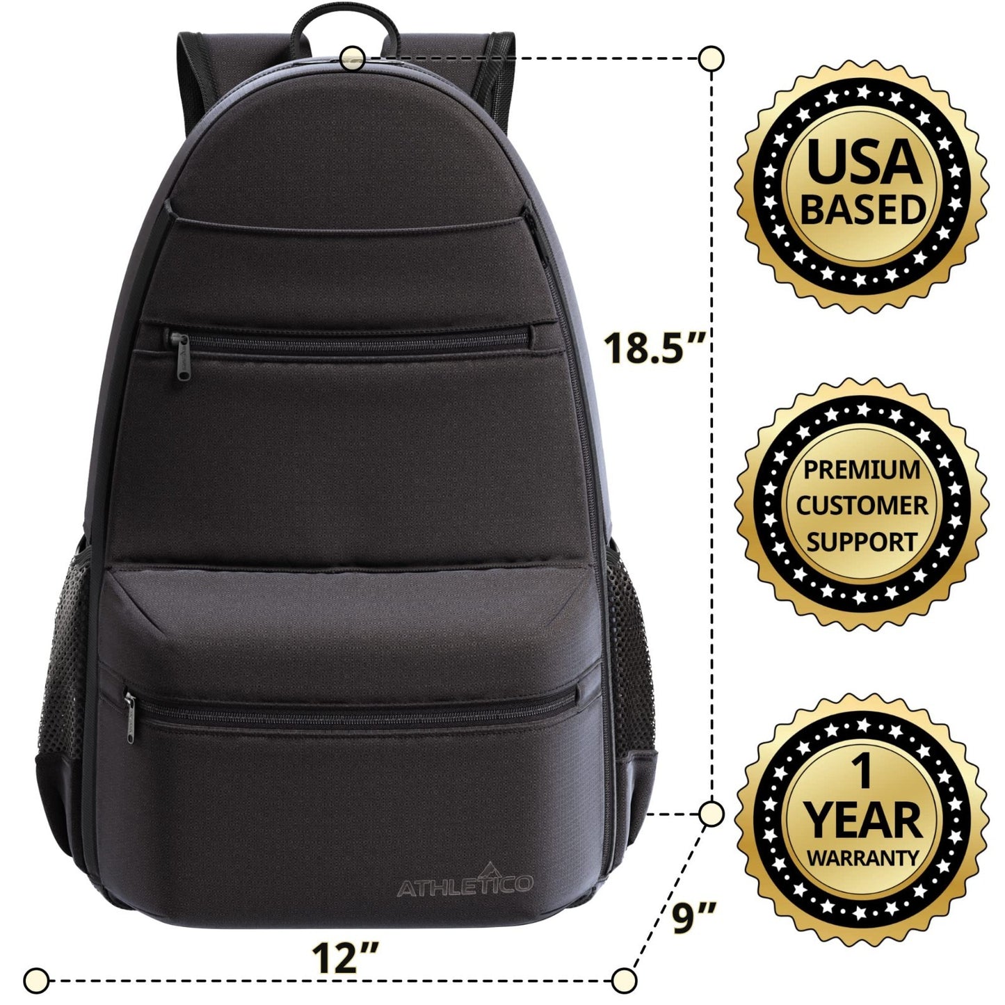 City Tennis Bag with Adjustable Straps, Water-Resistant, Holds 3 Rackets & Gear4